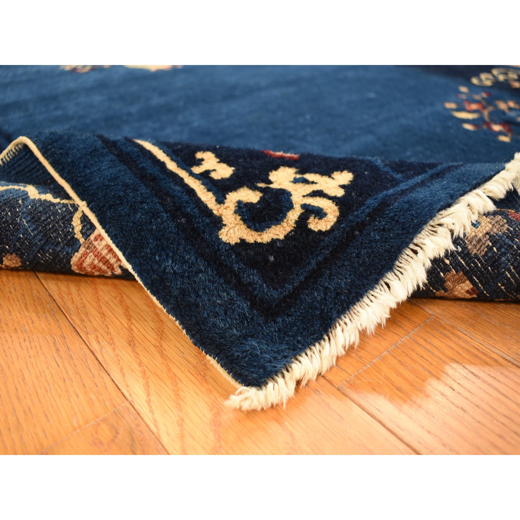 3'x5'8" Big Dipper Blue, Antique Chinese Peking, Clean and Soft, Sides and Ends Professionally Secured, Pure Wool, Full Pile In Mint Condition, Hand Knotted Oriental Rug HR78195 - Image 6