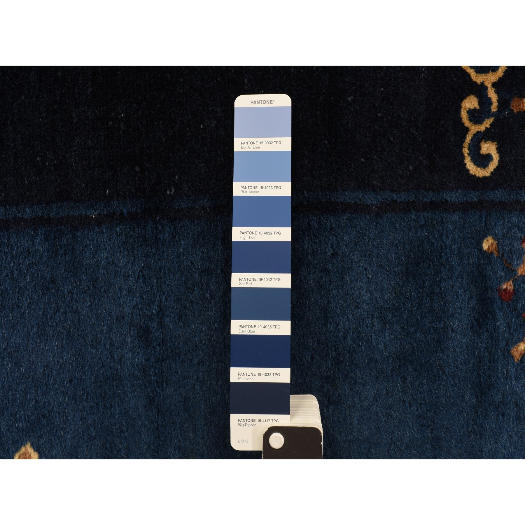 3'x5'8" Big Dipper Blue, Antique Chinese Peking, Clean and Soft, Sides and Ends Professionally Secured, Pure Wool, Full Pile In Mint Condition, Hand Knotted Oriental Rug HR78195 - Image 7