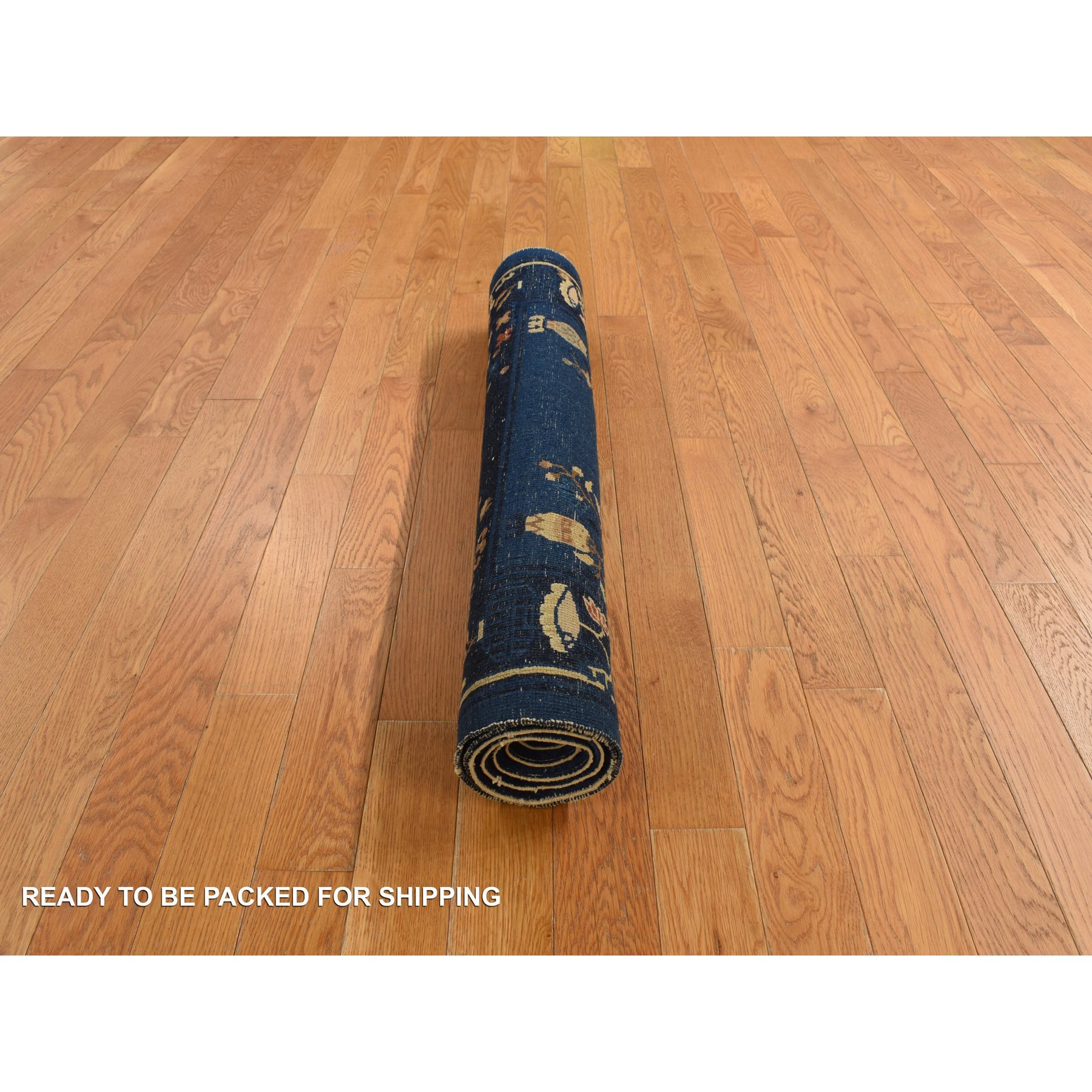 3'x5'8" Big Dipper Blue, Antique Chinese Peking, Clean and Soft, Sides and Ends Professionally Secured, Pure Wool, Full Pile In Mint Condition, Hand Knotted Oriental Rug HR78195 - Image 8
