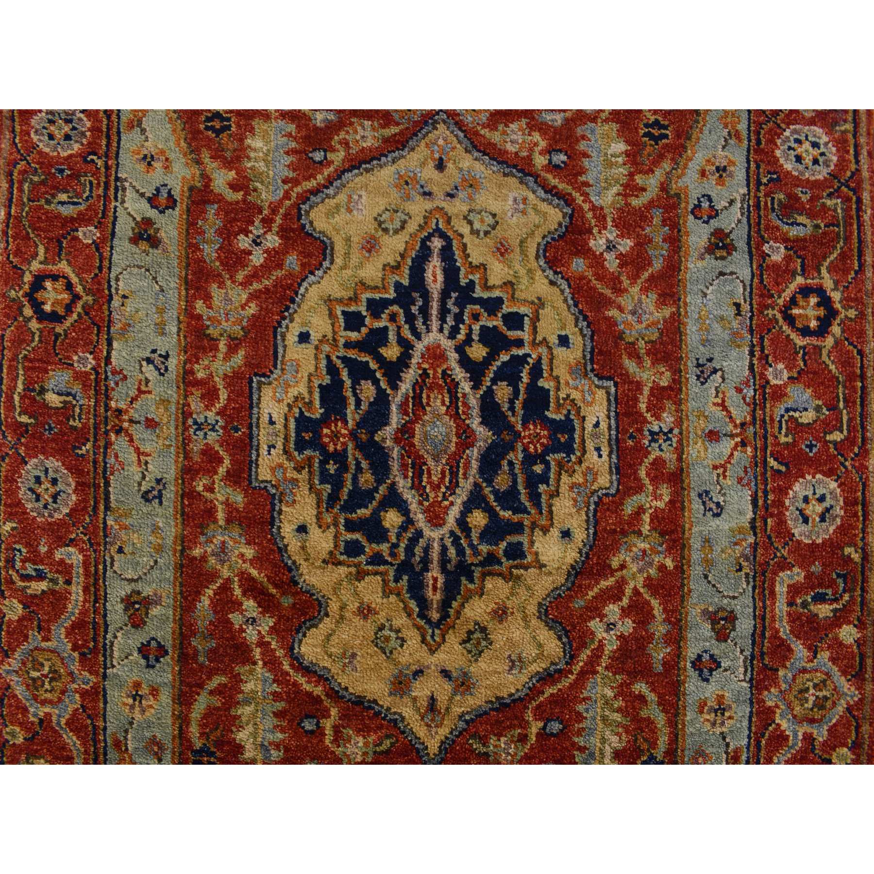 2'7"x17'7" Lava Falls Red, XL, Antiqued Heriz, Pure Wool, Hand Knotted, Runner Oriental Rug HR78209 - Image 4