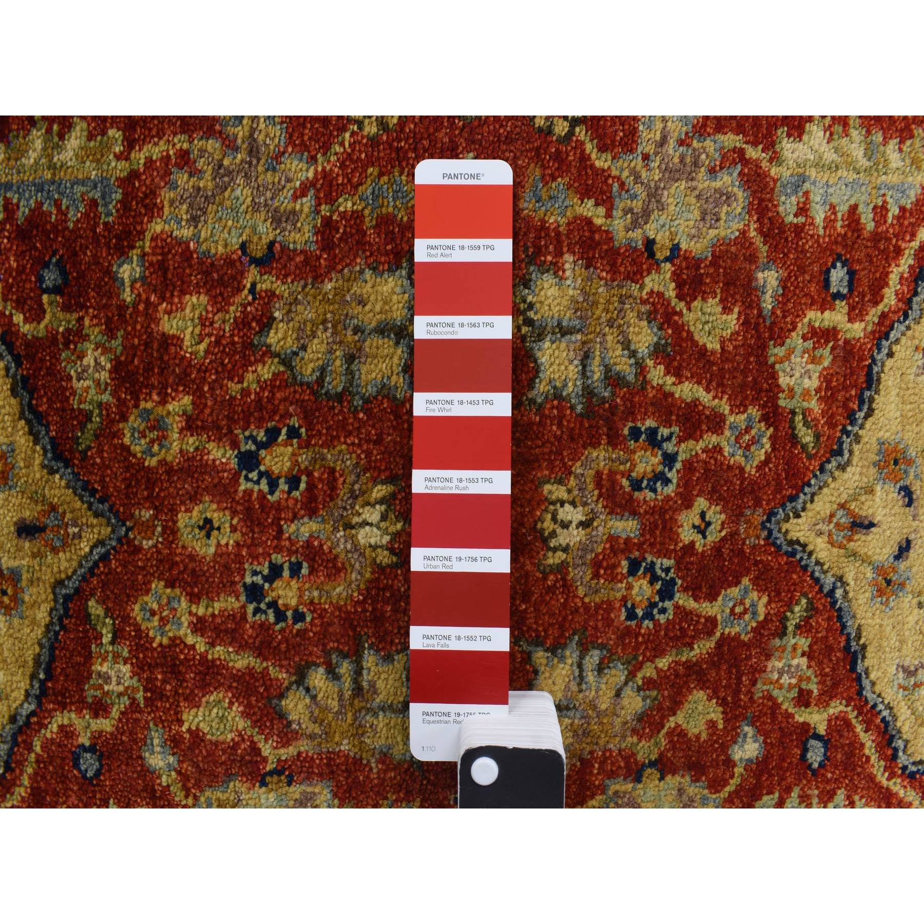 2'7"x17'7" Lava Falls Red, XL, Antiqued Heriz, Pure Wool, Hand Knotted, Runner Oriental Rug HR78209 - Image 5