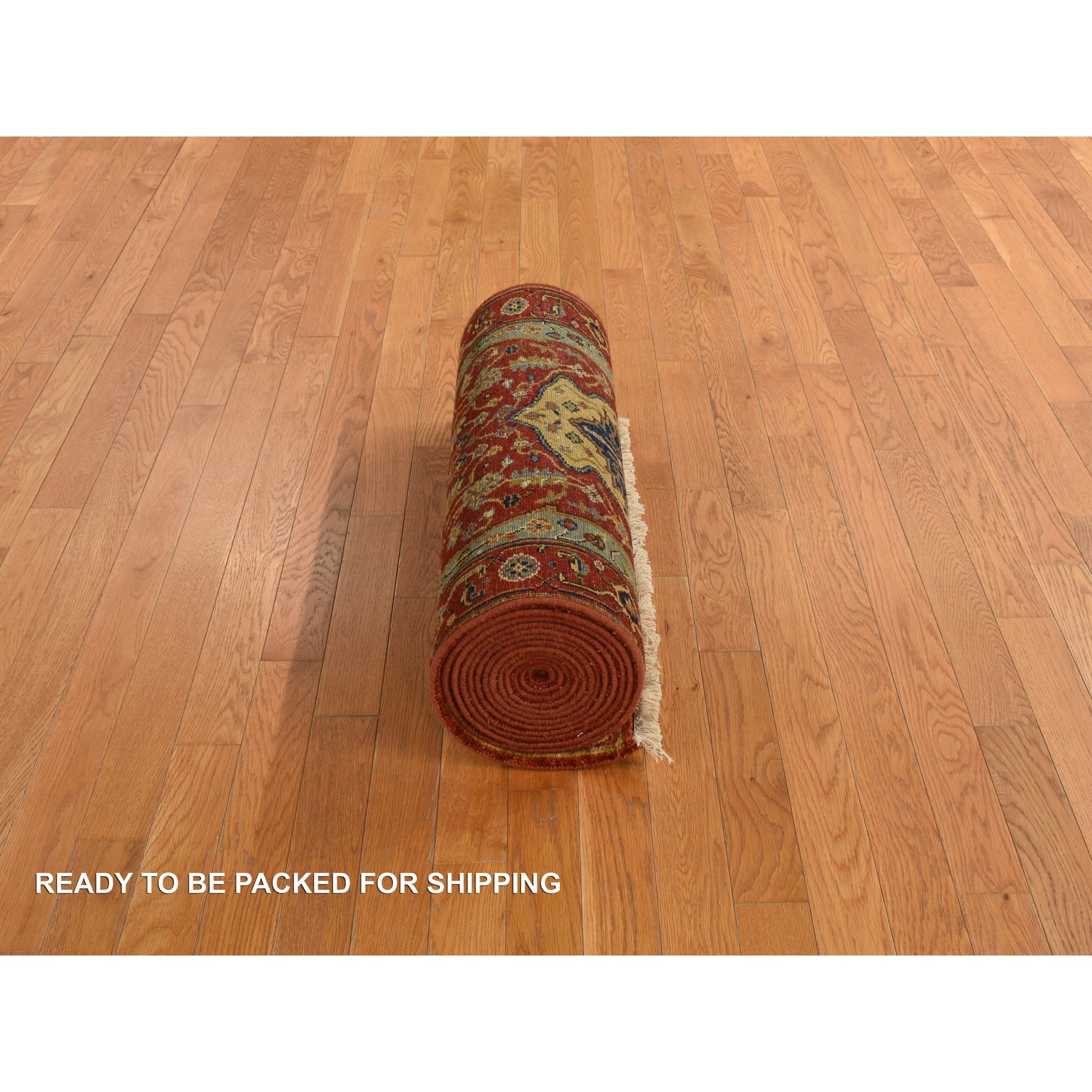 2'7"x17'7" Lava Falls Red, XL, Antiqued Heriz, Pure Wool, Hand Knotted, Runner Oriental Rug HR78209 - Image 6