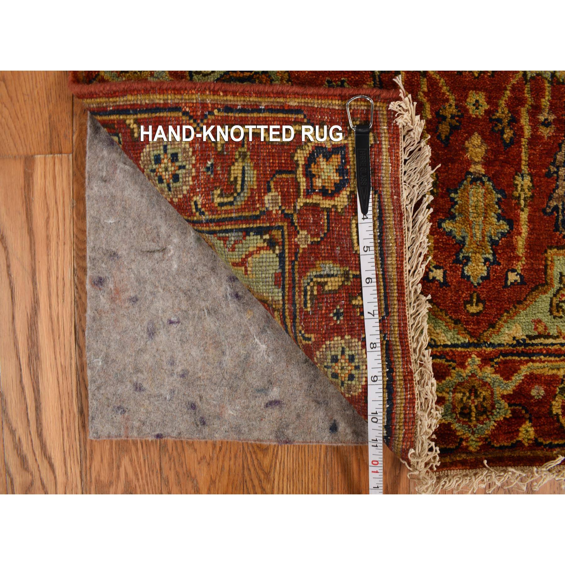 2'7"x17'7" Lava Falls Red, XL, Antiqued Heriz, Pure Wool, Hand Knotted, Runner Oriental Rug HR78209 - Image 8