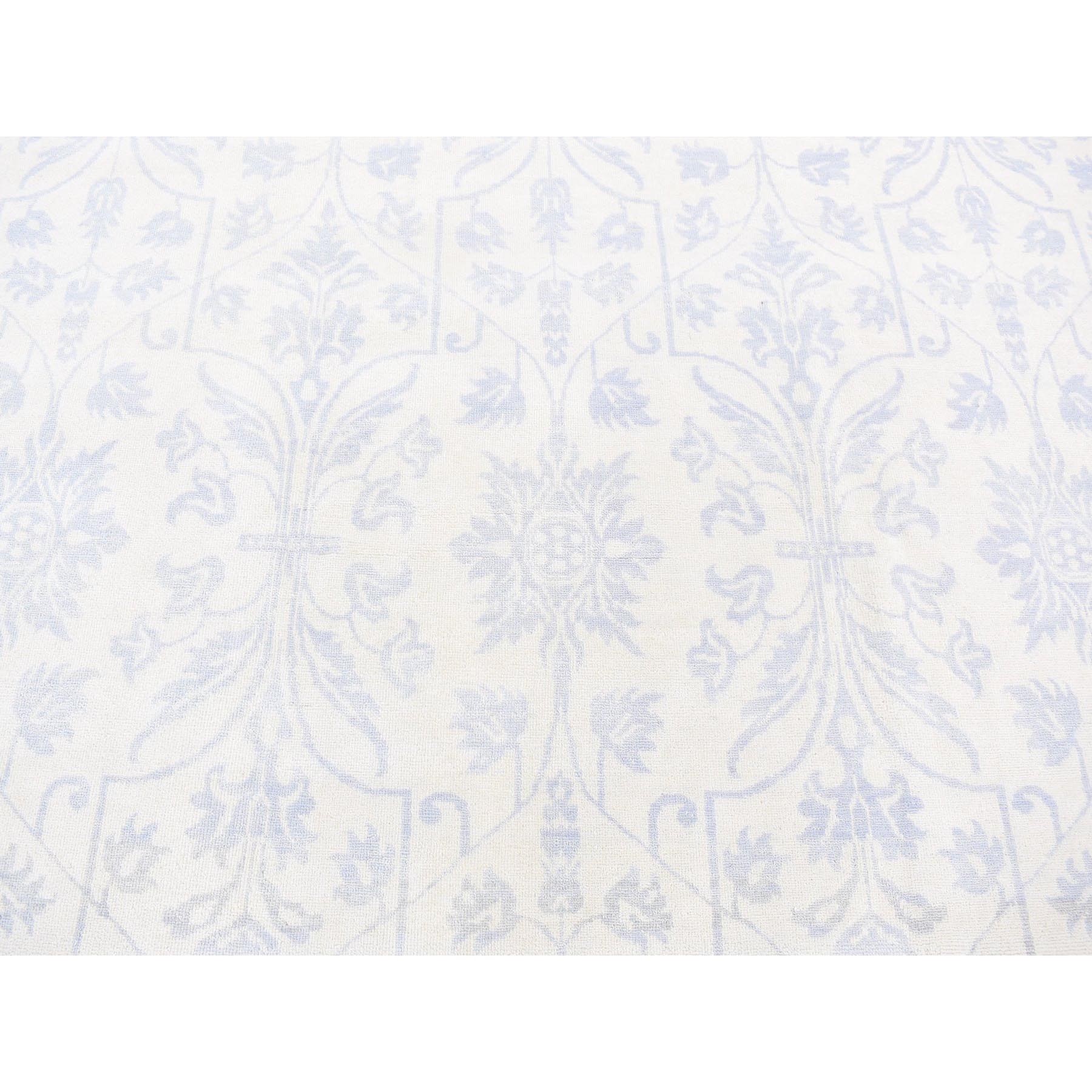 8'x9'10" Gray on Beige, Lotus and Tulip Flower Design, Tone on Tone, Hand Knotted, Pure Wool Oriental Rug HR80503 - Image 9