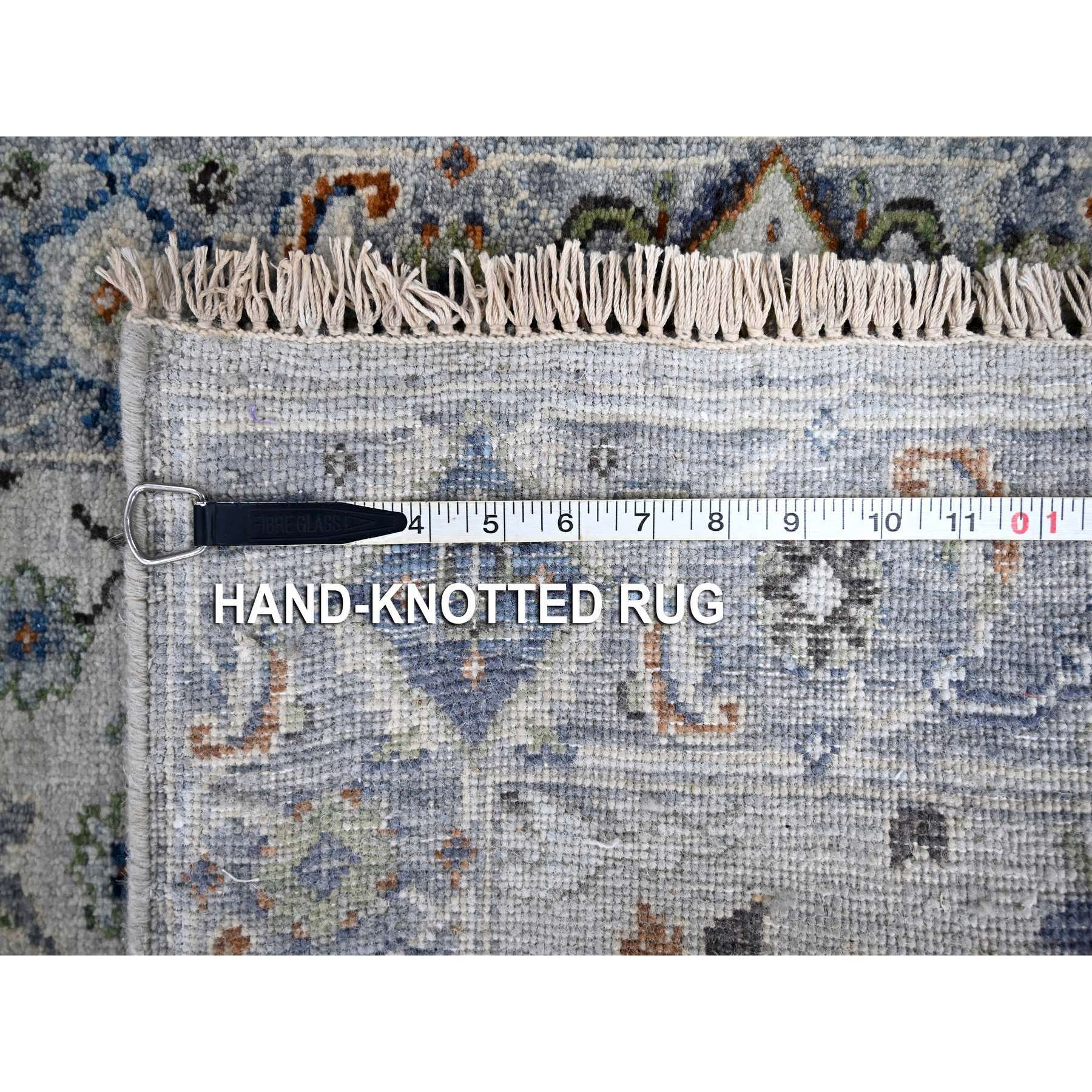 2'8"x23'10" Cloudy Gray, Natural Dyes, Oushak Design, Hand Knotted Velvety Wool, Denser Weave, Floral Pattern, XL Runner Oriental Rug HR84986 - Image 8