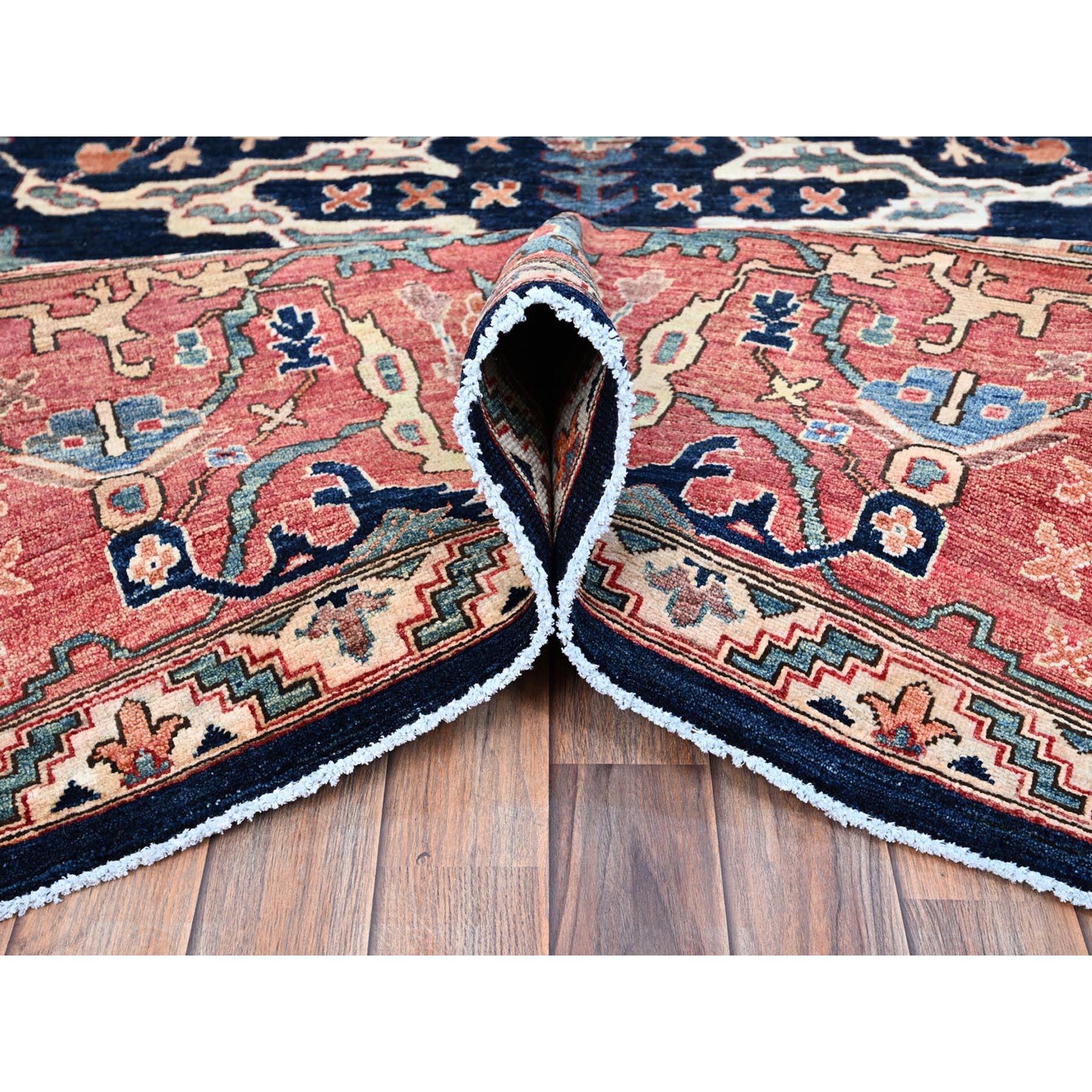 12'x17'6" Dallas Cowboys Blue With Indian Red, Aryana Bidjar Garus Design, Vegetable Dyes, Pure Wool, Hand Knotted, Oversized Oriental Rug HR86573 - Image 6