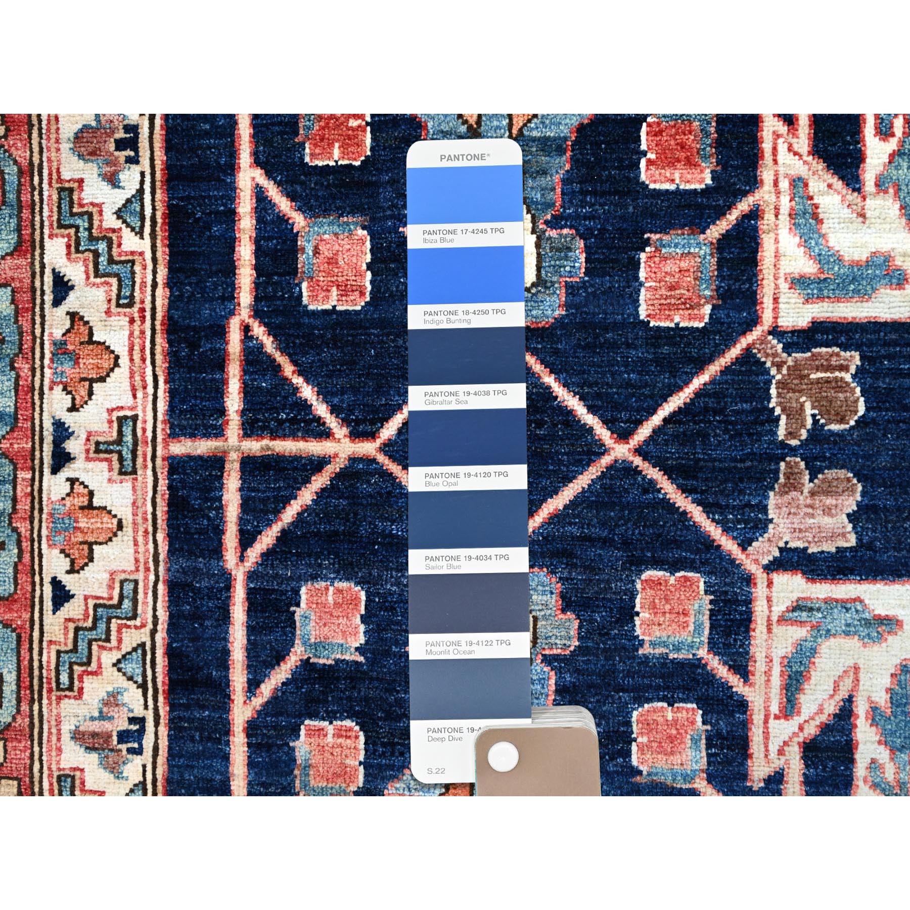 12'x17'6" Dallas Cowboys Blue With Indian Red, Aryana Bidjar Garus Design, Vegetable Dyes, Pure Wool, Hand Knotted, Oversized Oriental Rug HR86573 - Image 8