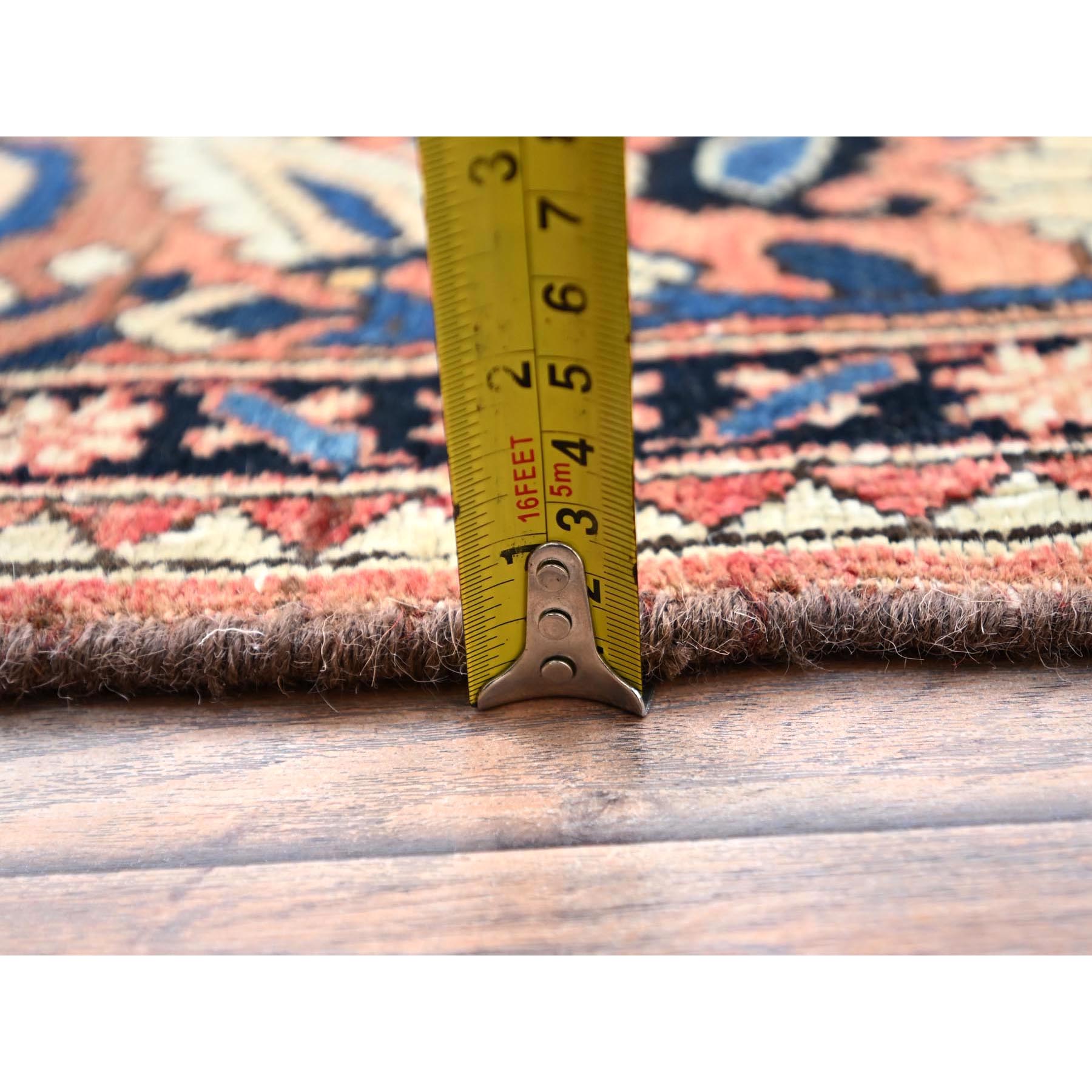5'3"x8'6" Dusted Clay Red With Large Medallion Design, All Natural Wool, Densely Woven, Vegetable Dyes, Hand Knotted, Vintage Persian Bakhtiar Oriental Rug HR86624 - Image 6
