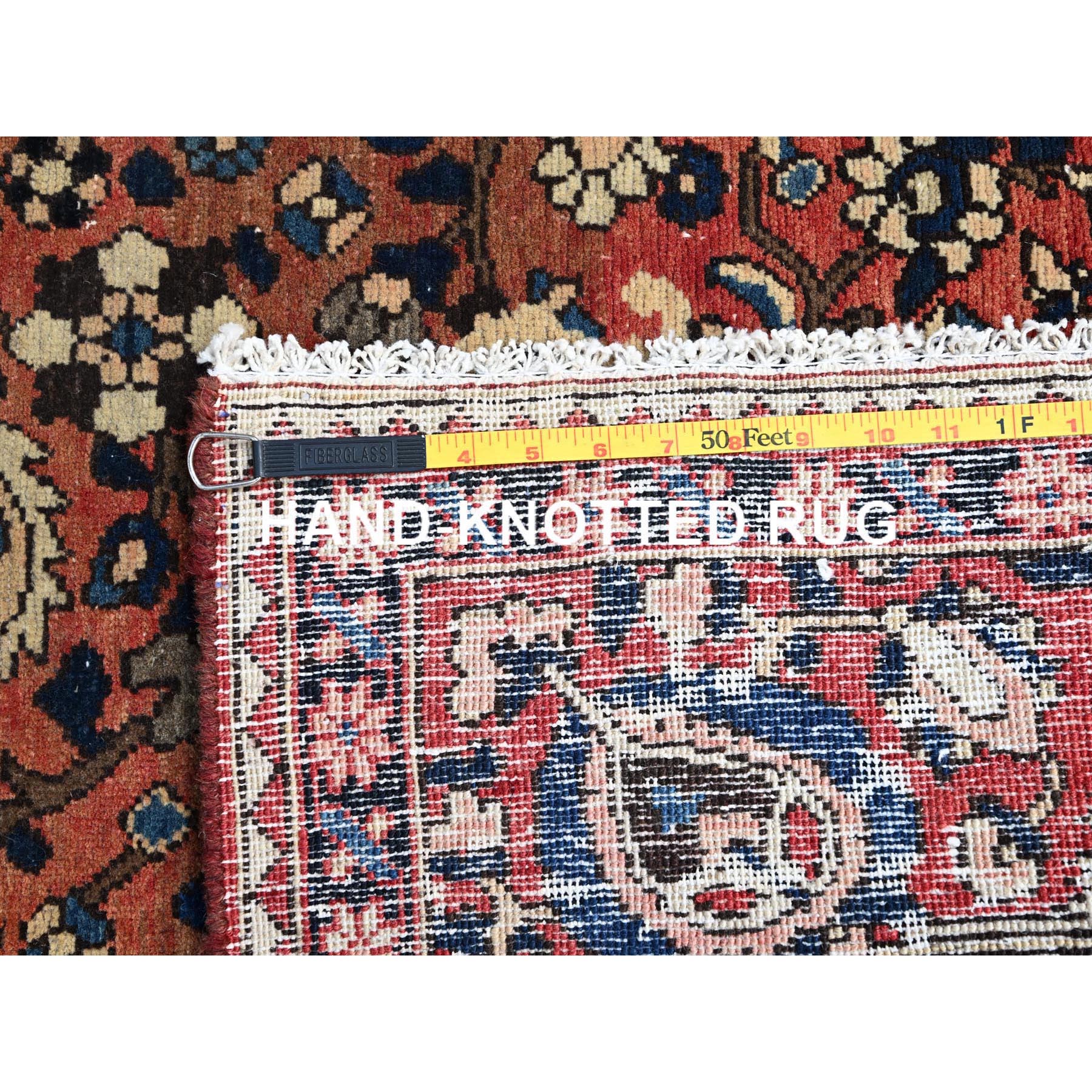 5'3"x8'6" Dusted Clay Red With Large Medallion Design, All Natural Wool, Densely Woven, Vegetable Dyes, Hand Knotted, Vintage Persian Bakhtiar Oriental Rug HR86624 - Image 7