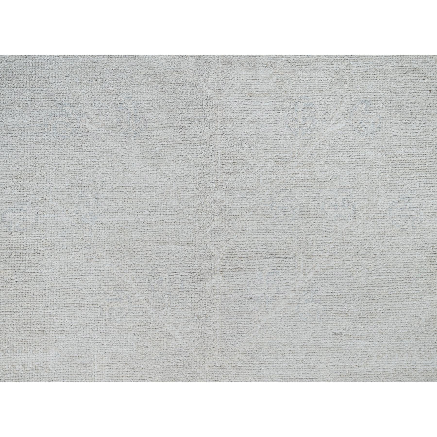 8'1"x9'7" Alabaster White, Soft Pile, White Washed Peshawar, Hand Knotted 100% Wool, Natural Dyes, Afghan Tree Design Oriental Rug HR86708 - Image 9
