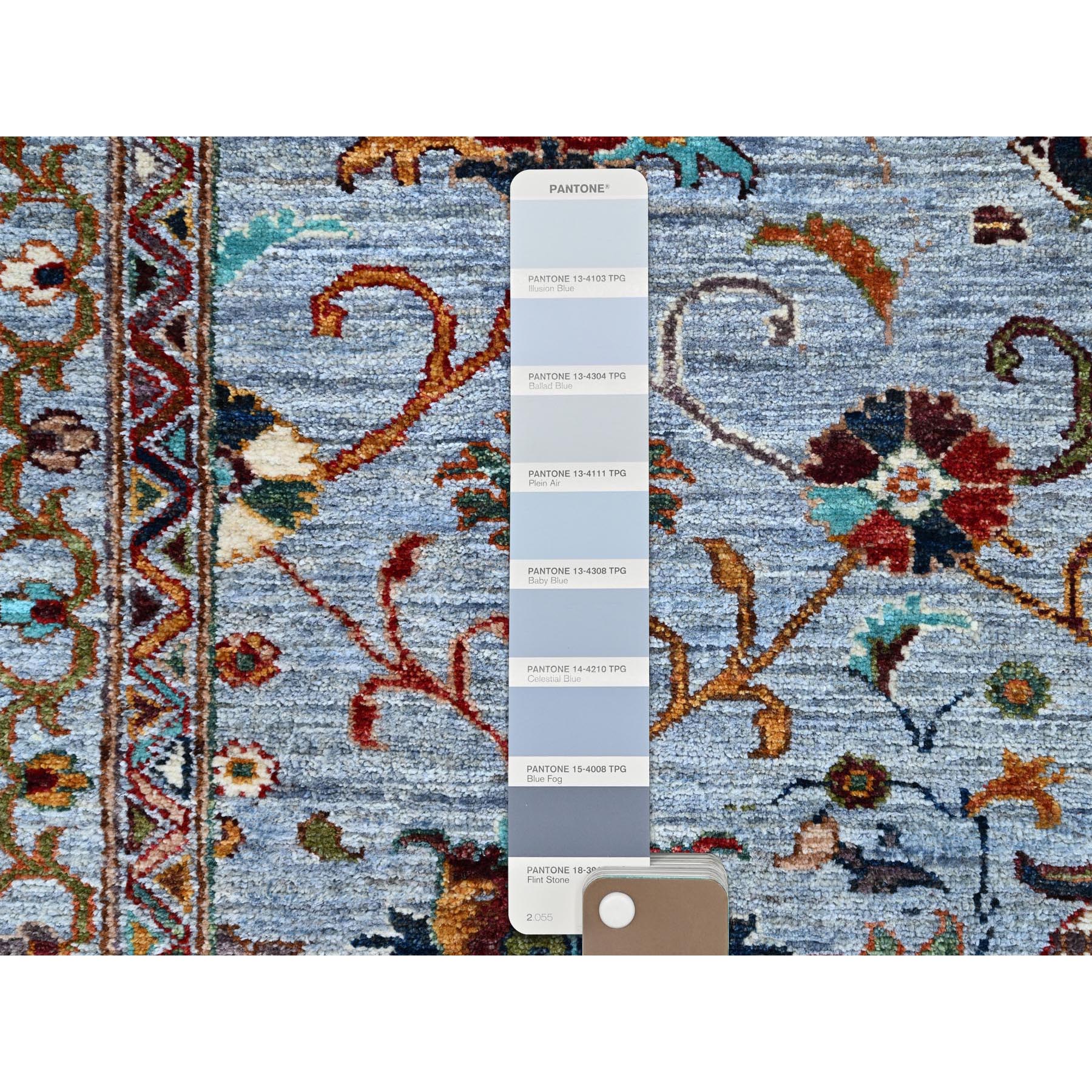 9'2"x12'4" Oxford Gray, Extra Soft Wool, Hand Knotted, Densely Woven, Afghan Sultani Pomegranate Design, Vegetable Dyes, Oriental Rug HR86715 - Image 8