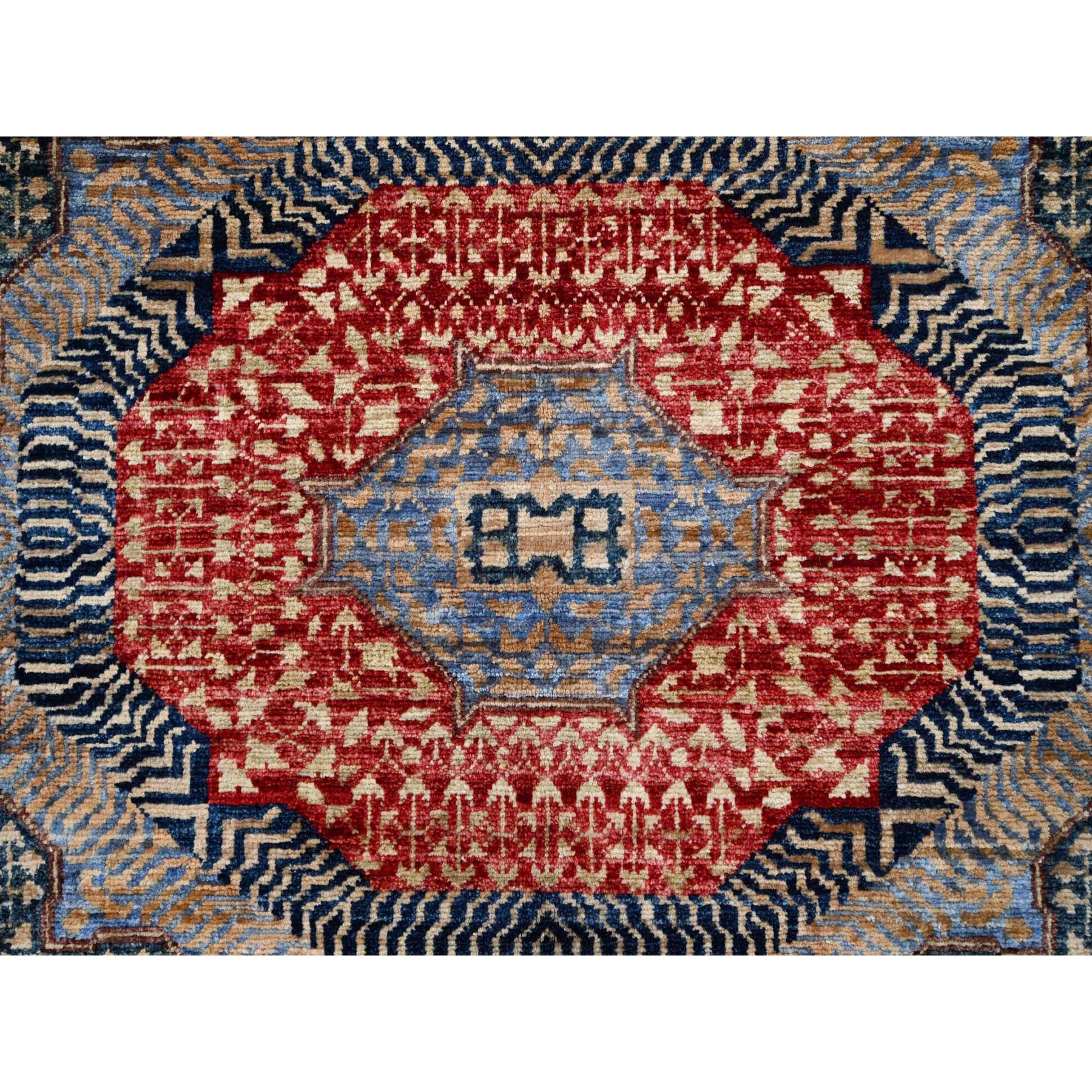 6'x8'7" Ocean Blue and Shoji White, 200 KPSI, 14th Century Mamluk Dynasty With Medallions Design, Hand Knotted Natural Wool, Vegetable Dyes, Oriental Rug HR86744 - Image 9