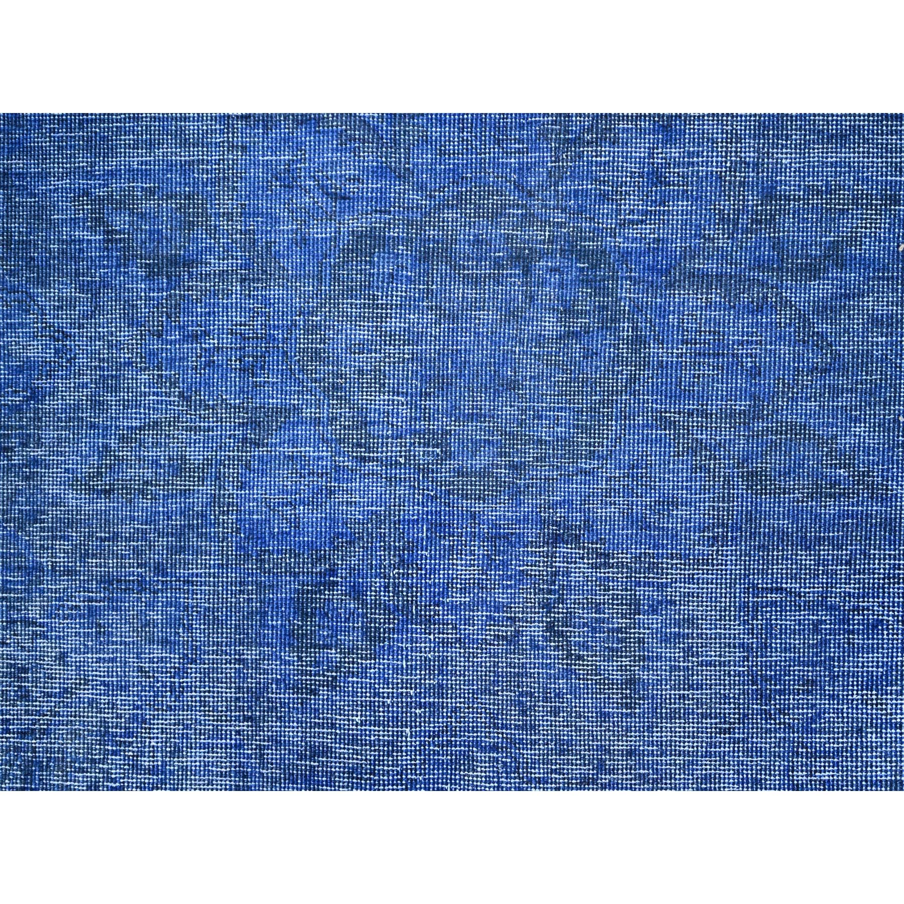 10'x12'7" Lyons Blue, Hand Knotted Vintage Persian Tabriz, Cleaned, Sides and Ends Professionally Secured, Overdyed Distressed, Sheared Low, Evenly Worn Natural Wool Oriental Rug HR86933 - Image 9