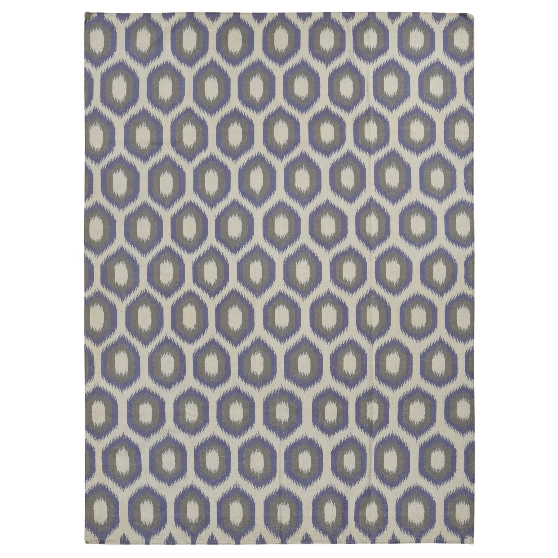 8'10''x12'2'' Beige with a mix of Purple, Flat Weave, Durie Kilim with Geometric Pattern, Reversible, Pure Wool, Hand Woven, Oriental Rug HR87869
