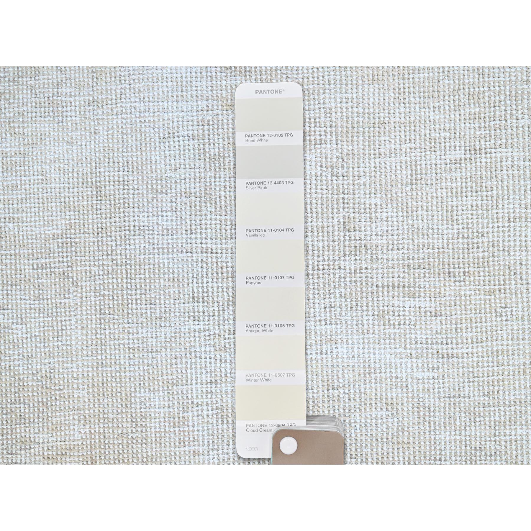 2'1"x5'9" Vista White, Cropped Thin, Organic Wool, Hand Knotted, Evenly Worn Fragment, White Wash, Sides And Ends Secured, Vintage Persian Tabriz, Runner Oriental Rug HR232 - Image 4