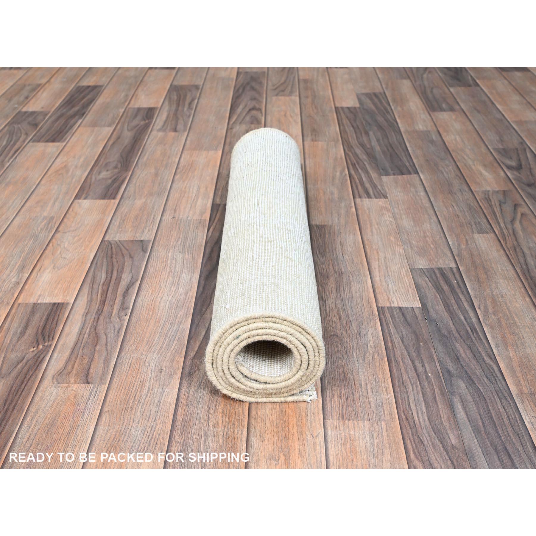 2'1"x5'9" Vista White, Cropped Thin, Organic Wool, Hand Knotted, Evenly Worn Fragment, White Wash, Sides And Ends Secured, Vintage Persian Tabriz, Runner Oriental Rug HR232 - Image 5