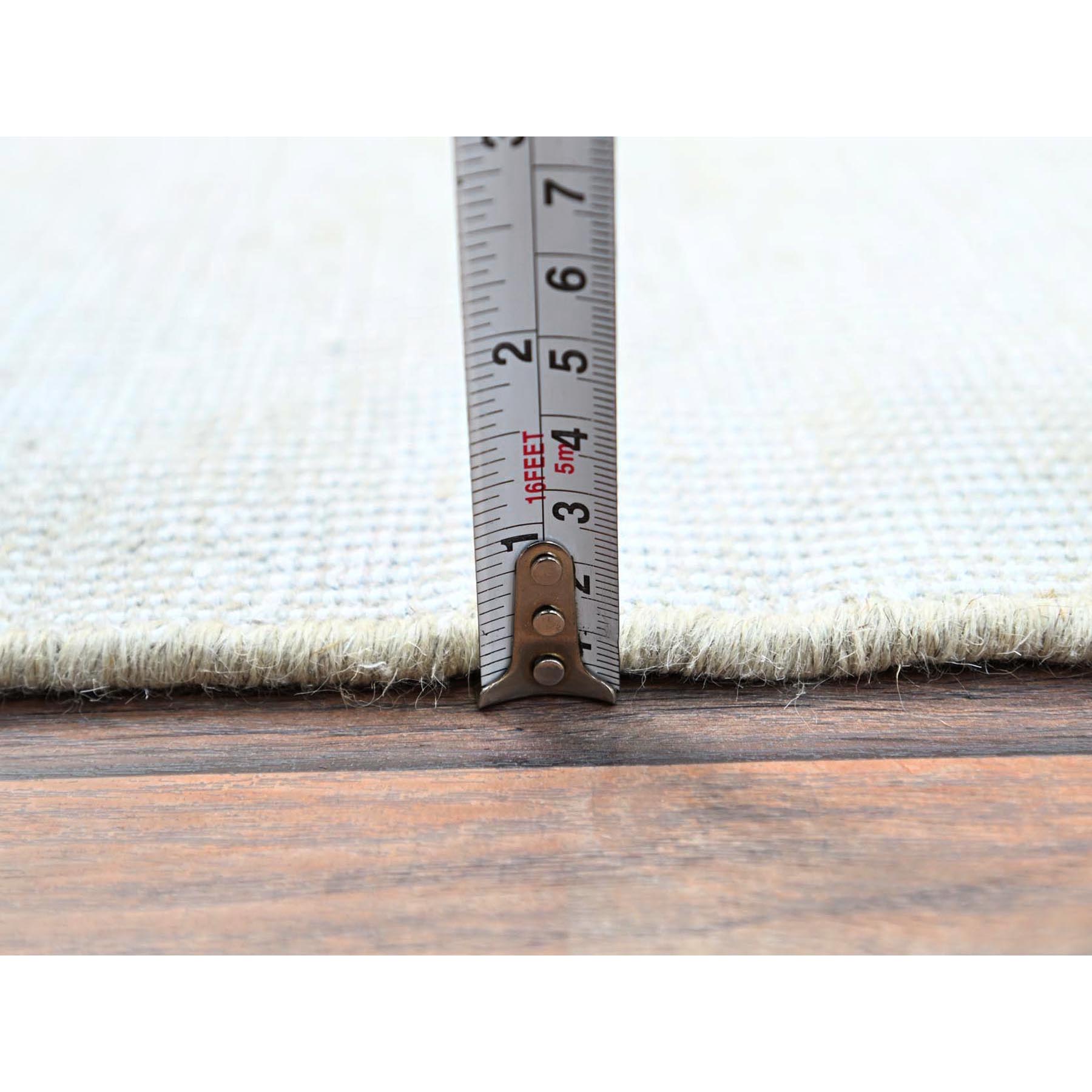 2'1"x5'9" Vista White, Cropped Thin, Organic Wool, Hand Knotted, Evenly Worn Fragment, White Wash, Sides And Ends Secured, Vintage Persian Tabriz, Runner Oriental Rug HR232 - Image 6