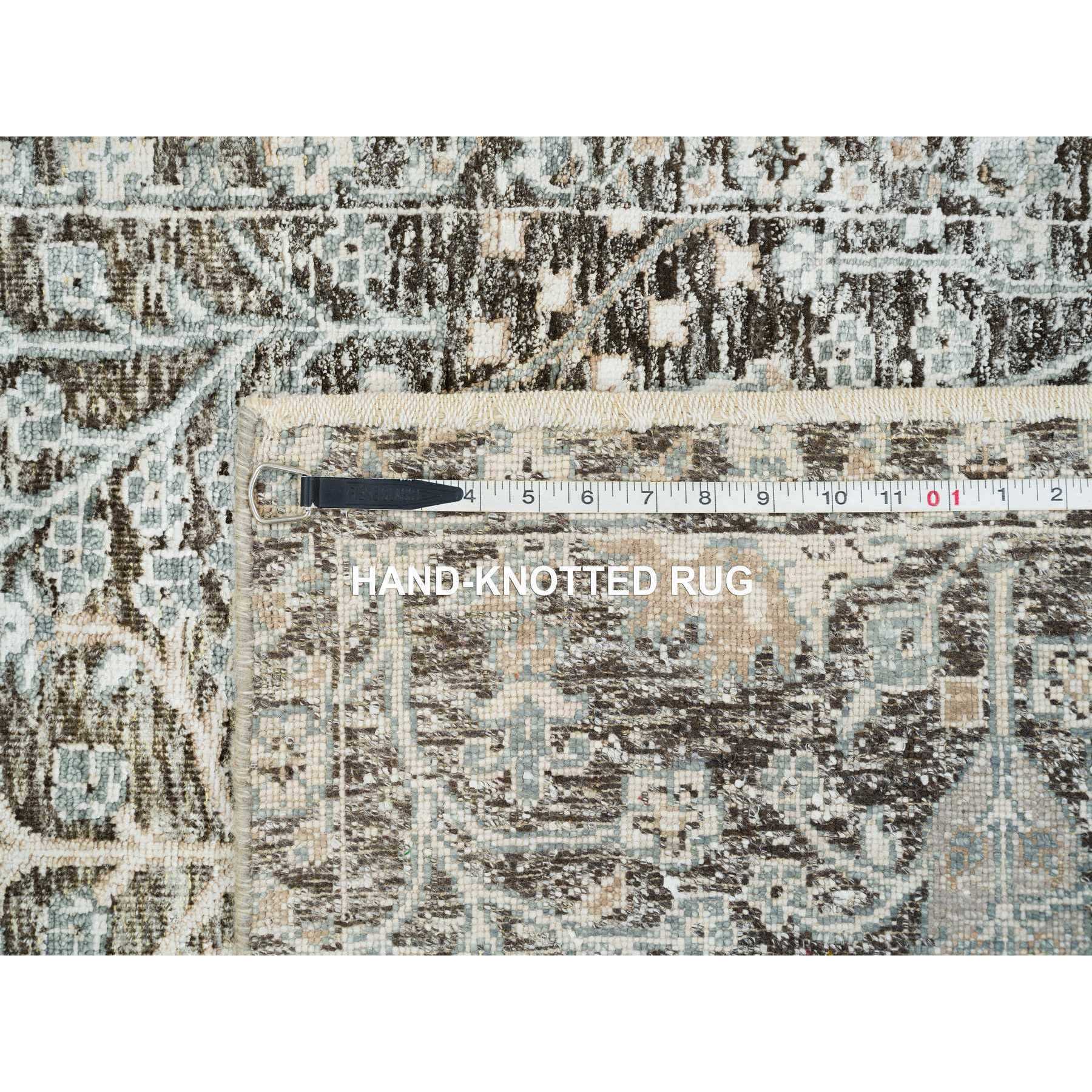 3'x5' Black and Silver, Willow and Cypress Tree Design, Silk with Textured Wool, Hand Knotted, Oriental Rug HR65181 - Image 8