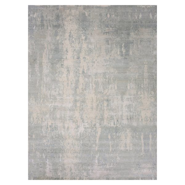 12'x15'6" Stargazer Gray, Modern Abstract Design with Soft Colors, Wool and Pure Silk Hand Knotted, Oversized Oriental Rug HR75331