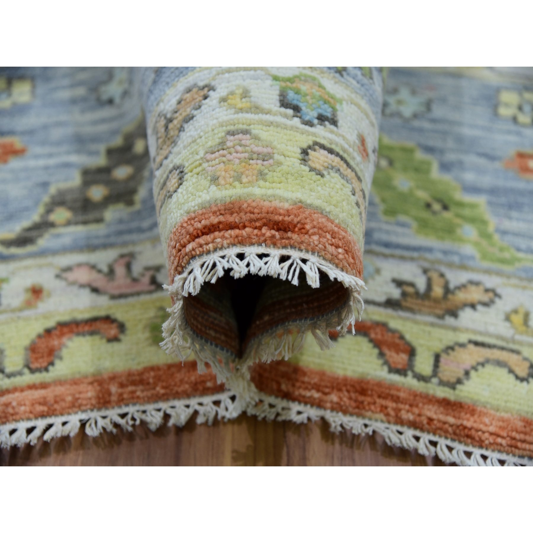12'1"x14'7" Rustic Red, Colorful Oushak Weave, All Over Pattern with Large Elements, 100% Wool, Hand Knotted, Oversized, Oriental Rug HR79901 - Image 5