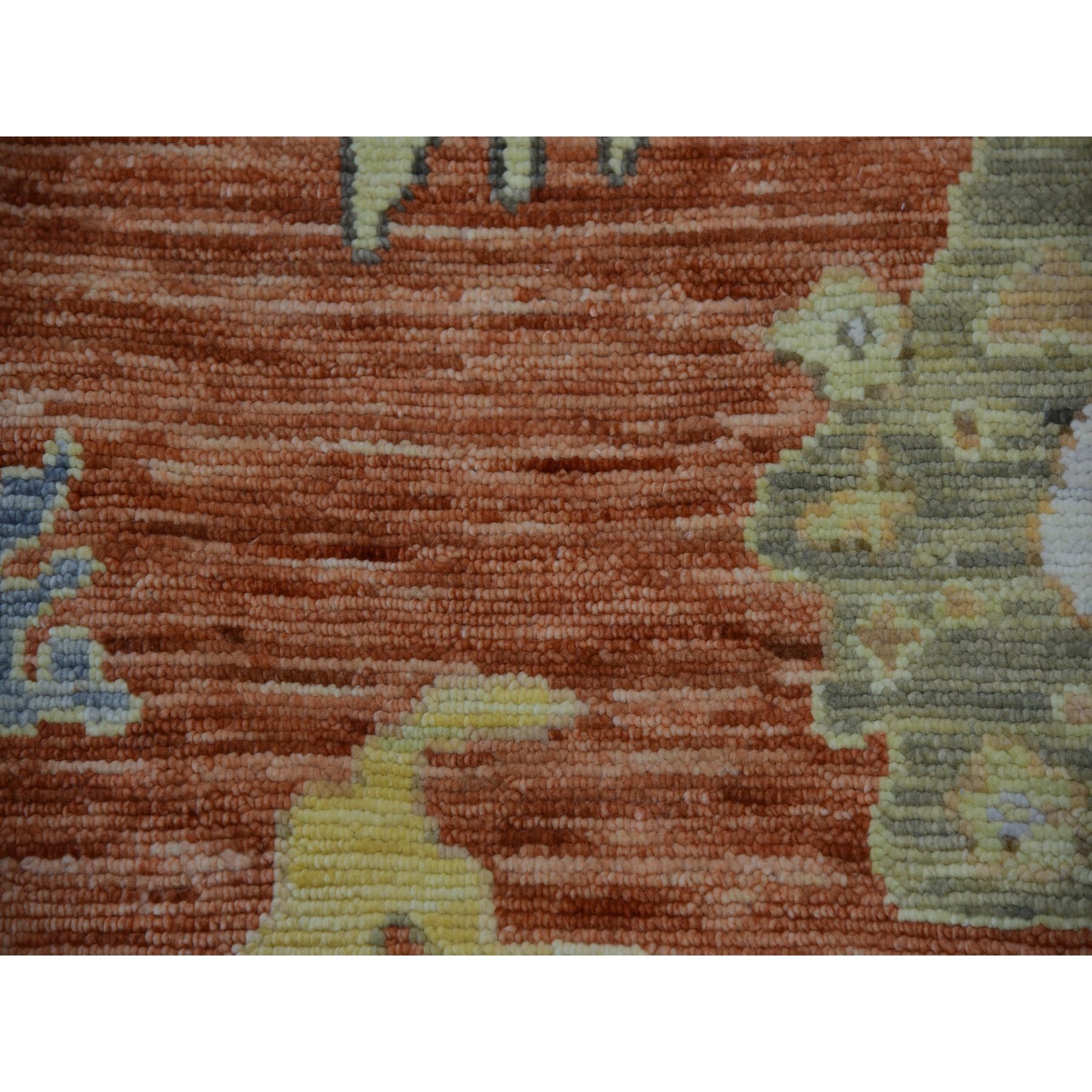 12'1"x14'7" Rustic Red, Colorful Oushak Weave, All Over Pattern with Large Elements, 100% Wool, Hand Knotted, Oversized, Oriental Rug HR79901 - Image 8