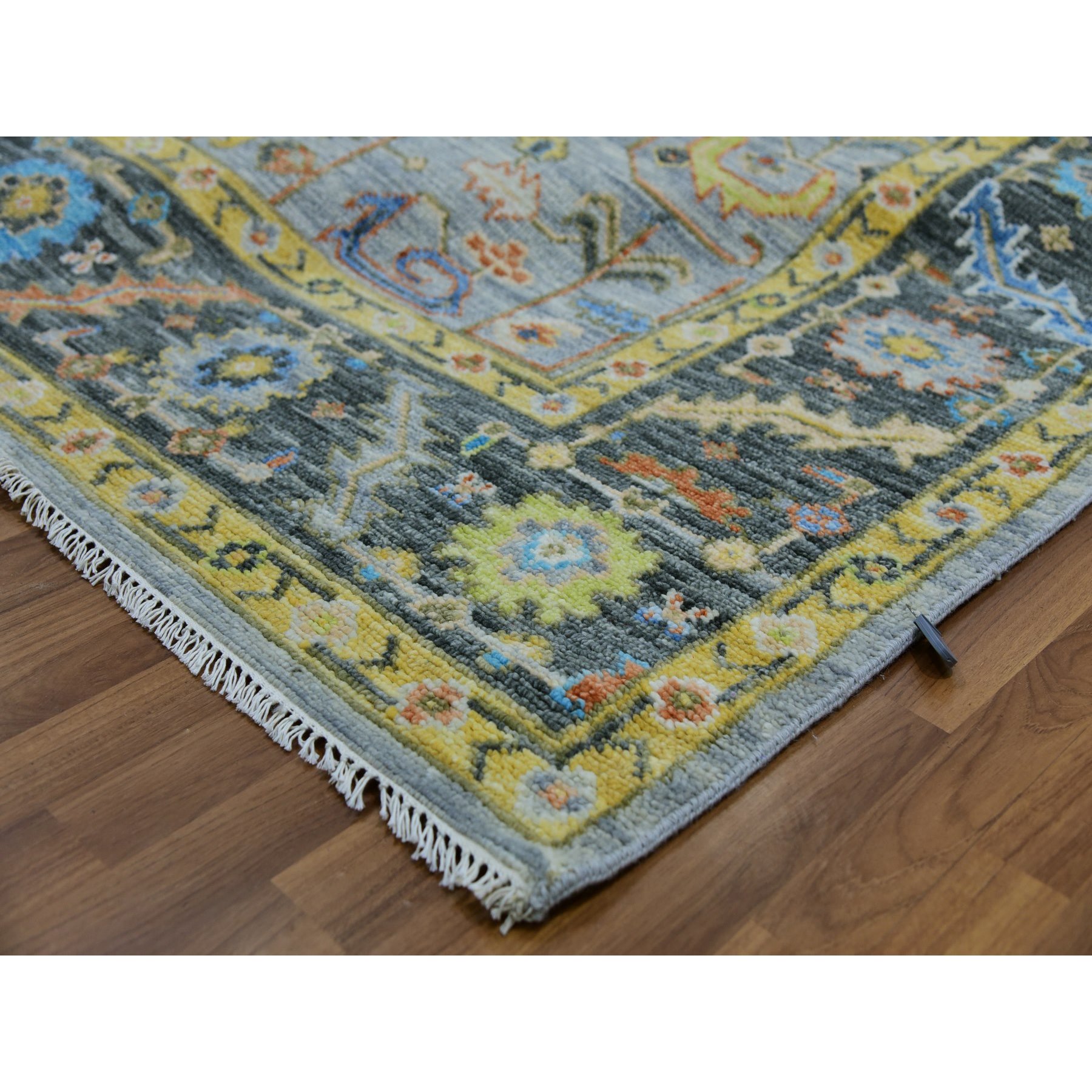 9'3"x12'5" Steel Blue, Hand Knotted, 100% Wool, Heriz with Bakshaish Design, Lush Pile, Oriental Rug HR79933 - Image 6