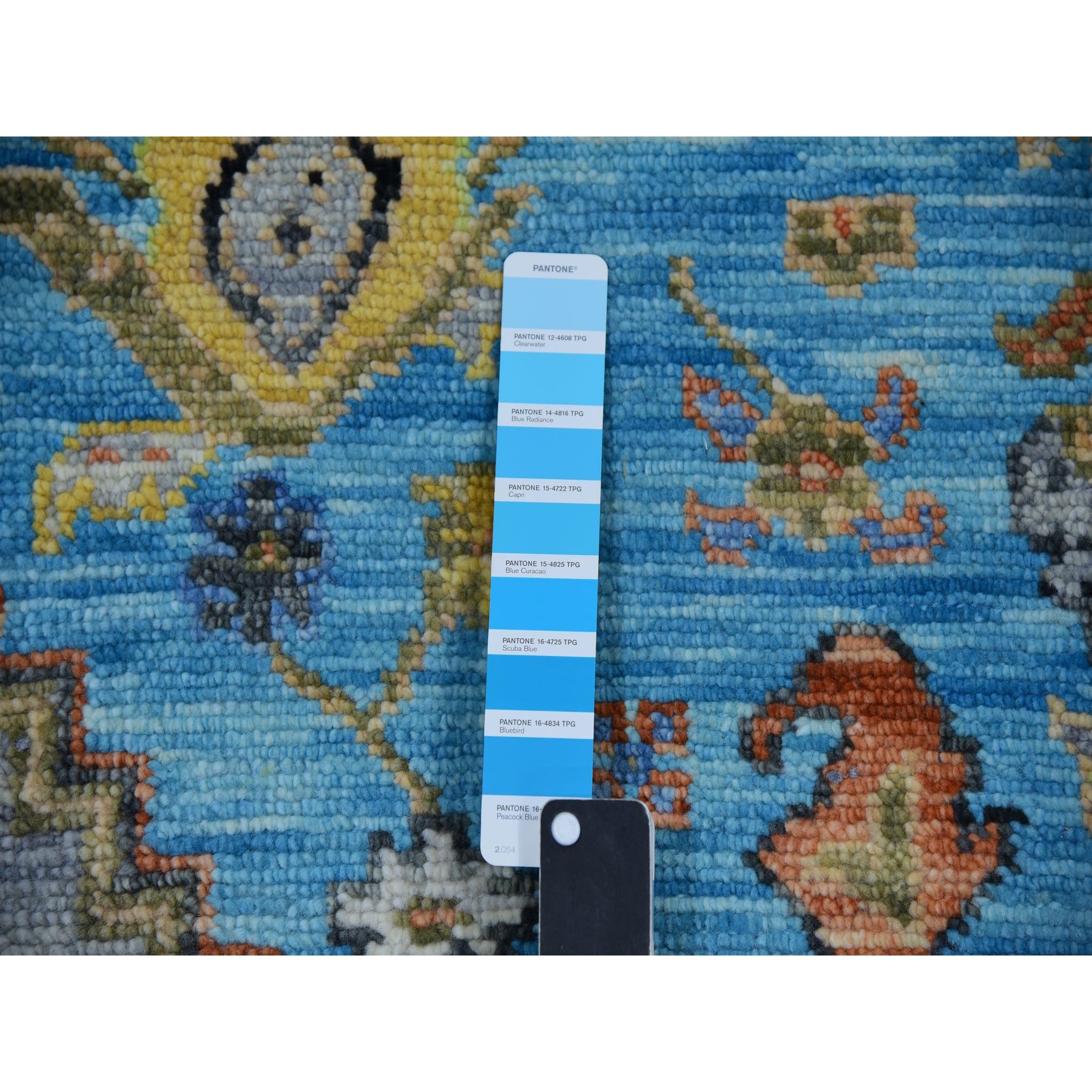 9'3"x12'5" Steel Blue, Hand Knotted, 100% Wool, Heriz with Bakshaish Design, Lush Pile, Oriental Rug HR79933 - Image 7