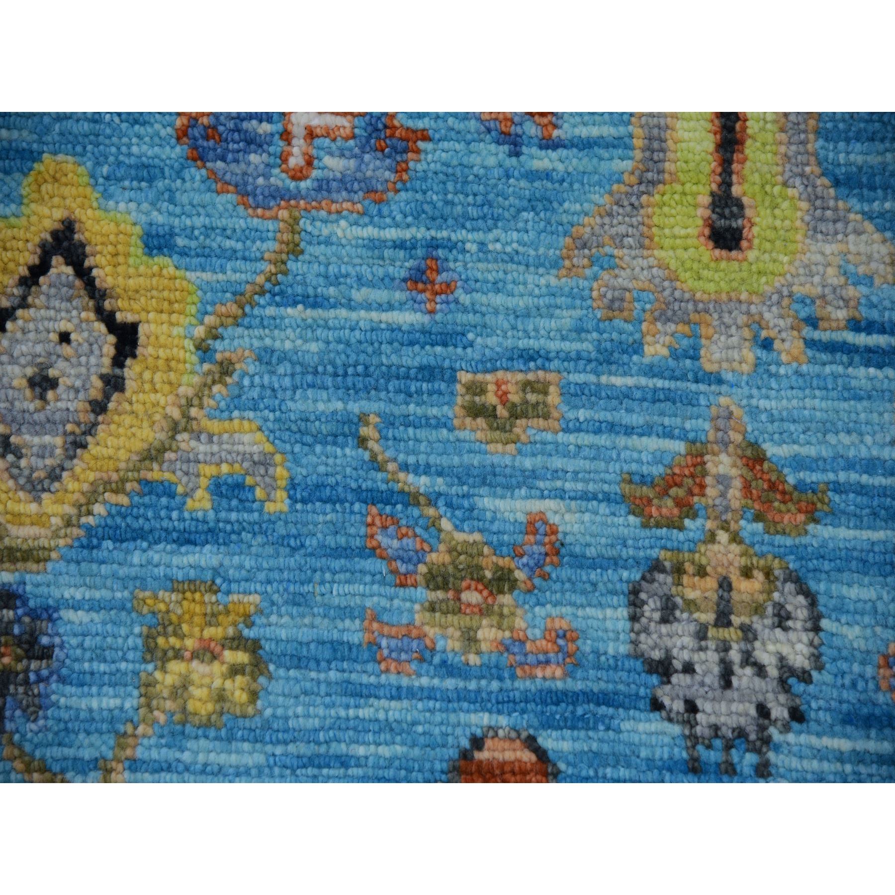 9'3"x12'5" Steel Blue, Hand Knotted, 100% Wool, Heriz with Bakshaish Design, Lush Pile, Oriental Rug HR79933 - Image 8