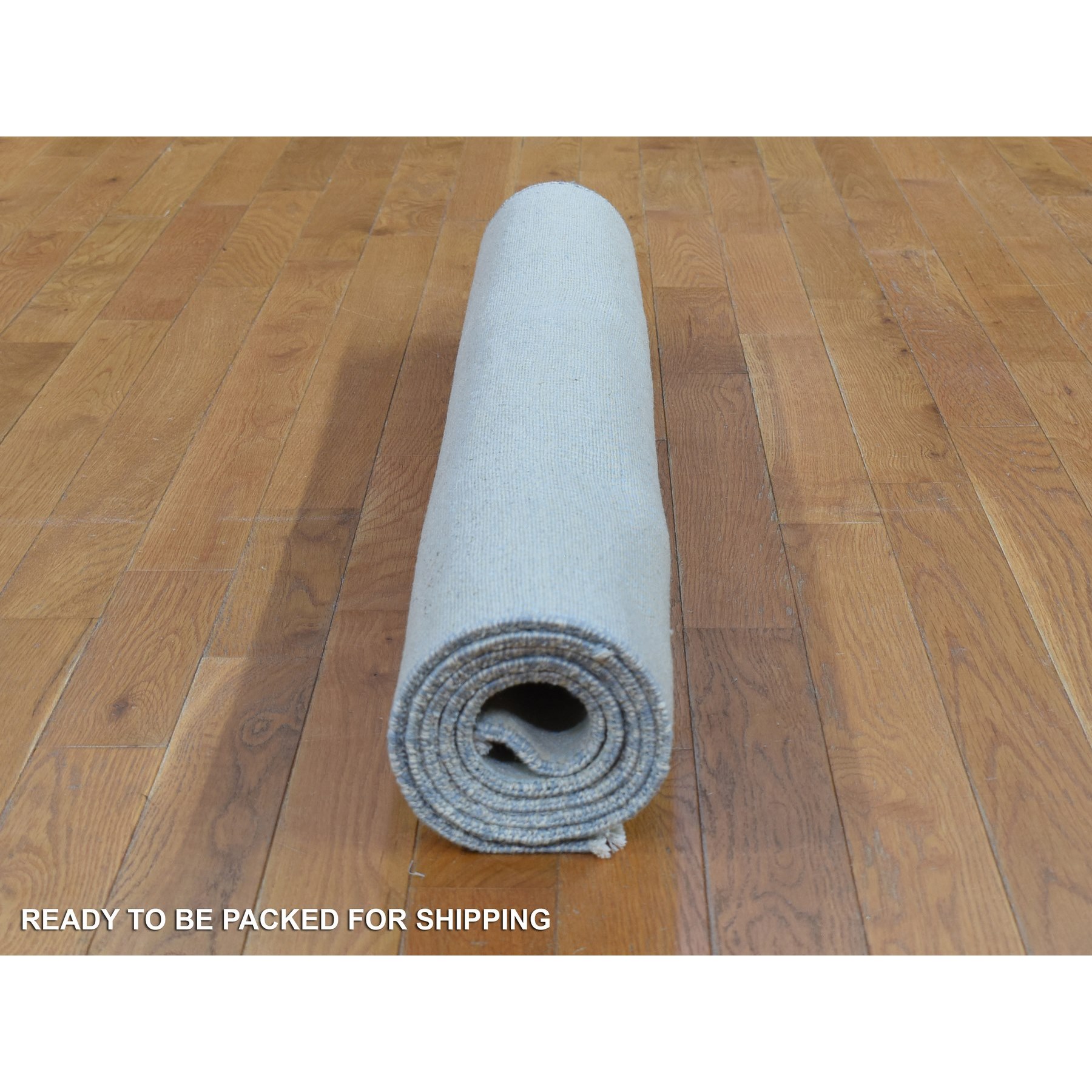 4'1"x6'1" Ivory, Modern, Hand Knotted, Grass Design, Densely Woven, Wool and Silk, Oriental Rug HR80039 - Image 8