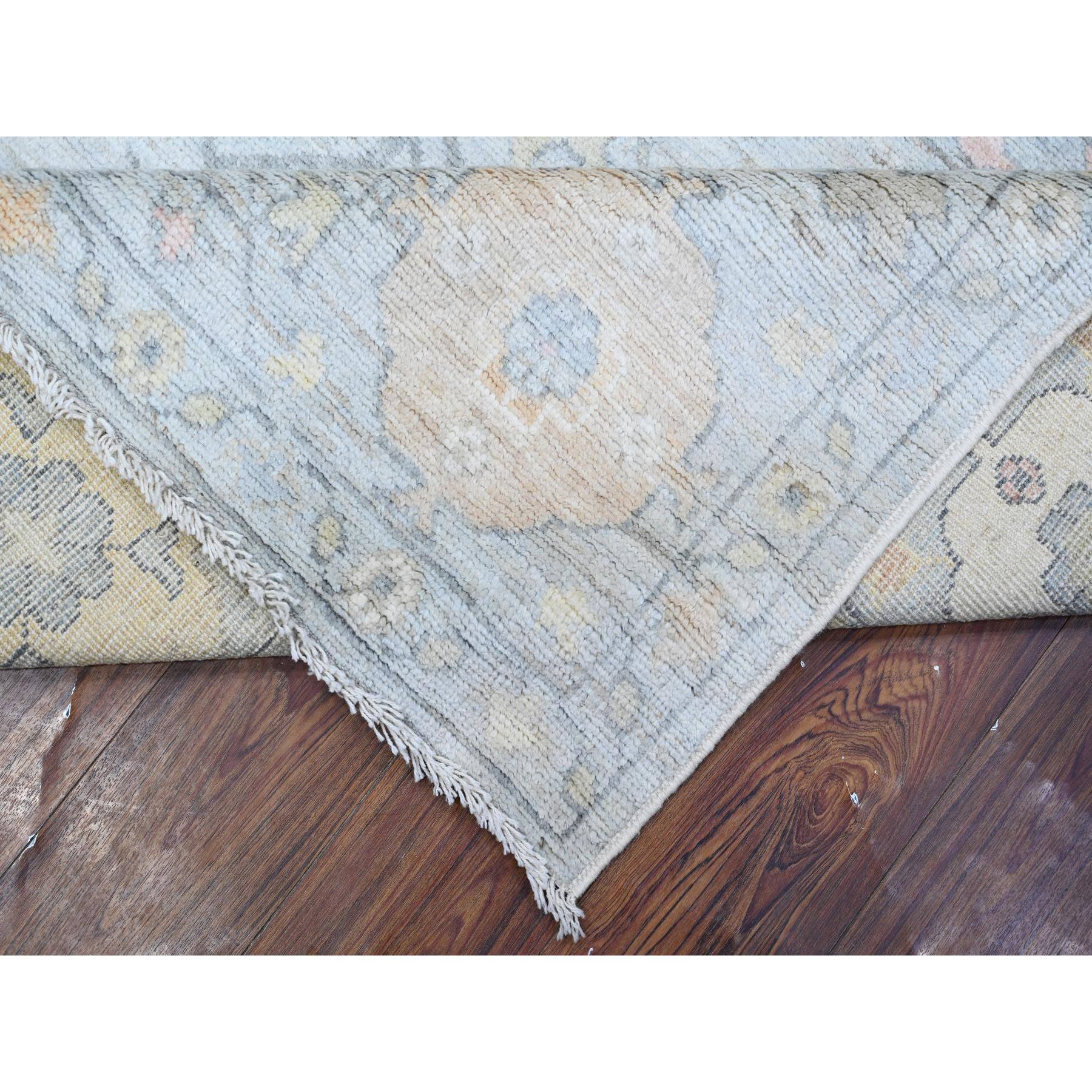 8'3"x10' Silver Chalice Gray, Hand Knotted, Wool Weft, Vegetable Dyes, Tribal Flower And Leaf Design, Angora Oushak Oriental Rug HR88649 - Image 7