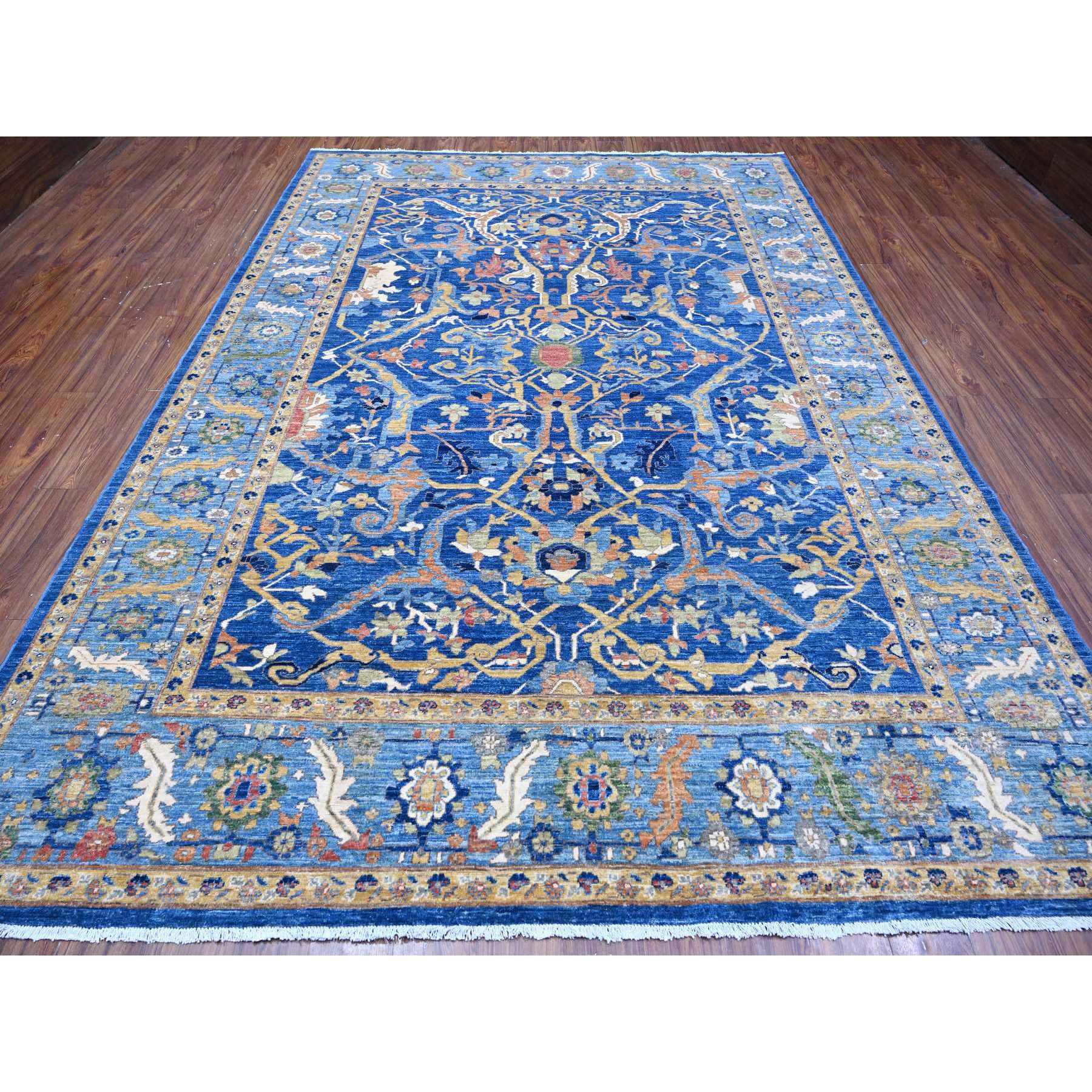 8'7"x12' Intel Blue, Bidjar Garus Design, Fine Aryana Collection, Natural Dyes, Vibrant Wool, Hand Knotted, Oriental Rug HR88733 - Image 3