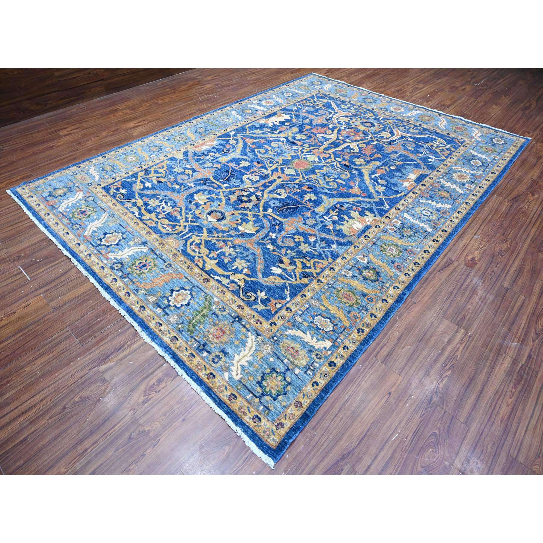 8'7"x12' Intel Blue, Bidjar Garus Design, Fine Aryana Collection, Natural Dyes, Vibrant Wool, Hand Knotted, Oriental Rug HR88733 - Image 4