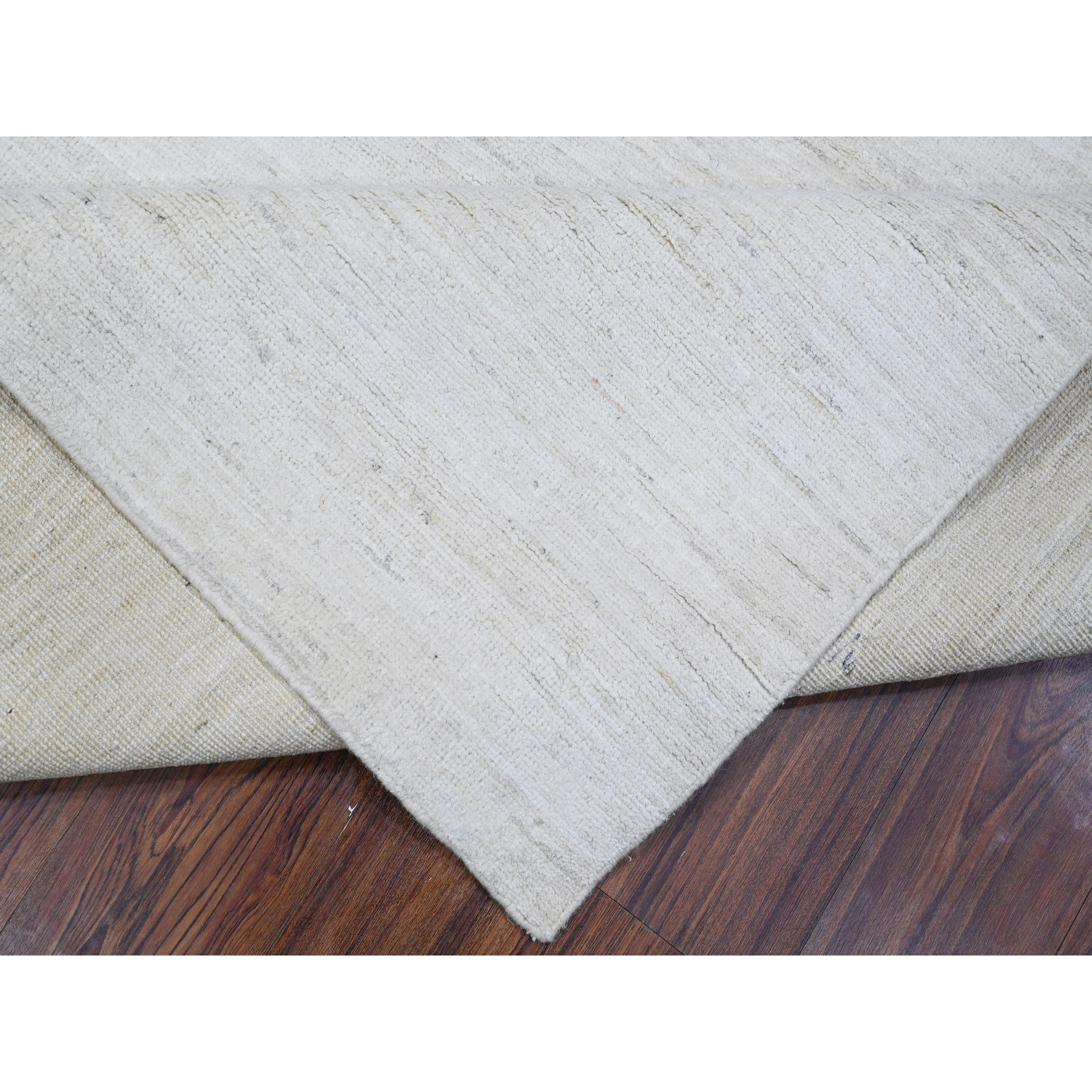 8'x9'8" Mercury White, Hand Knotted, All Natural Wool, Single Color With Plain Design, Shabby Chic, Natural Dyes, Modern Peshawar Oriental Rug HR88737 - Image 7