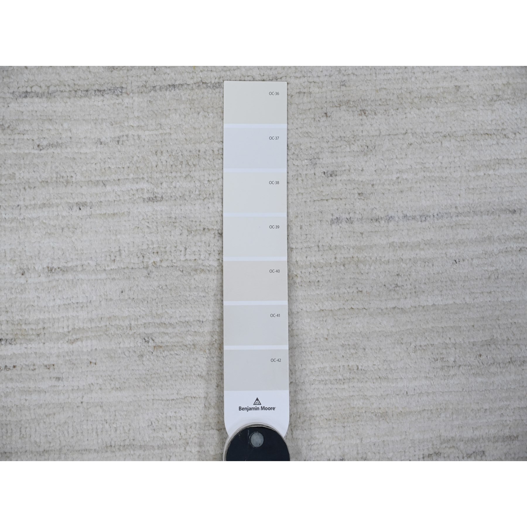 8'x9'8" Mercury White, Hand Knotted, All Natural Wool, Single Color With Plain Design, Shabby Chic, Natural Dyes, Modern Peshawar Oriental Rug HR88737 - Image 8