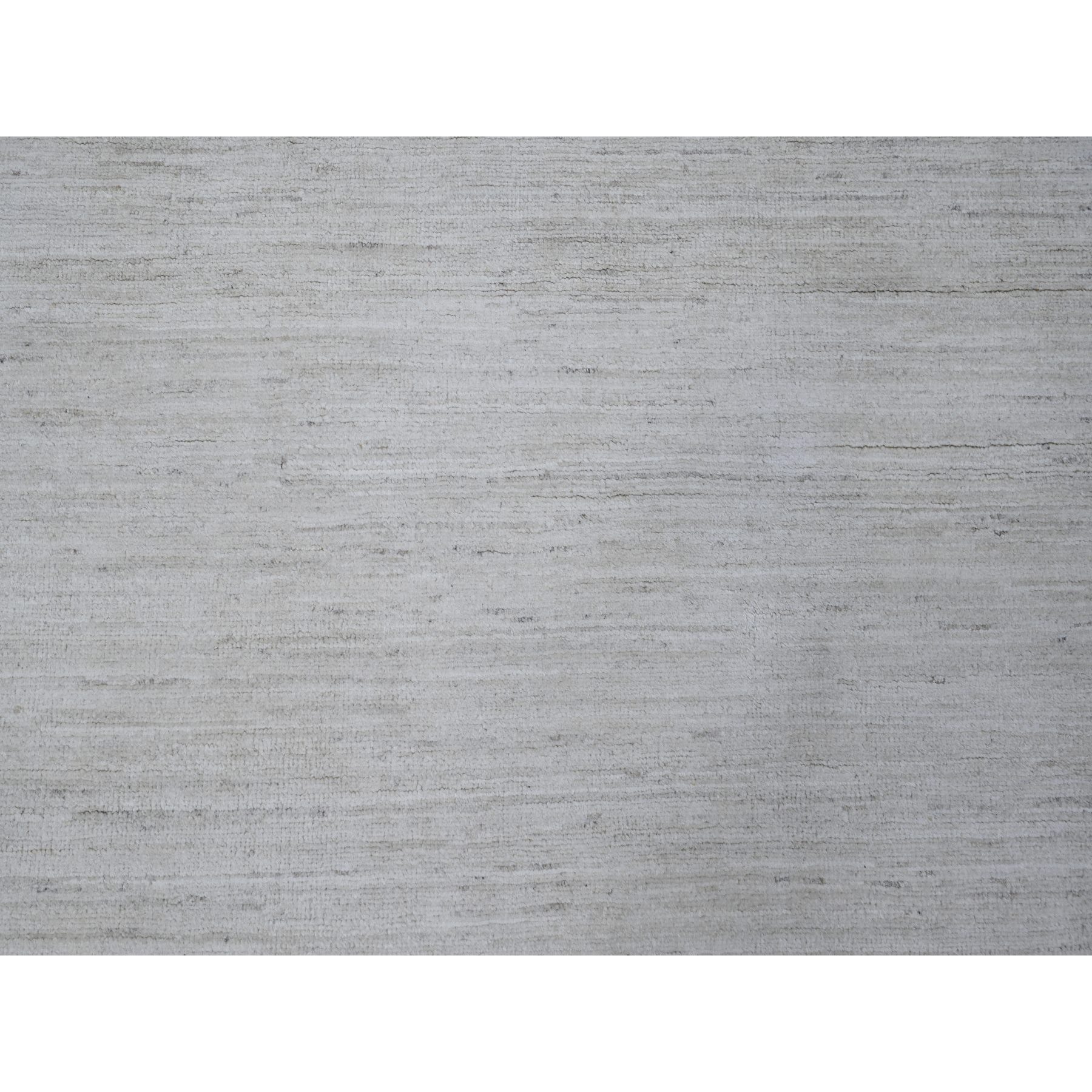 8'x9'8" Mercury White, Hand Knotted, All Natural Wool, Single Color With Plain Design, Shabby Chic, Natural Dyes, Modern Peshawar Oriental Rug HR88737 - Image 9