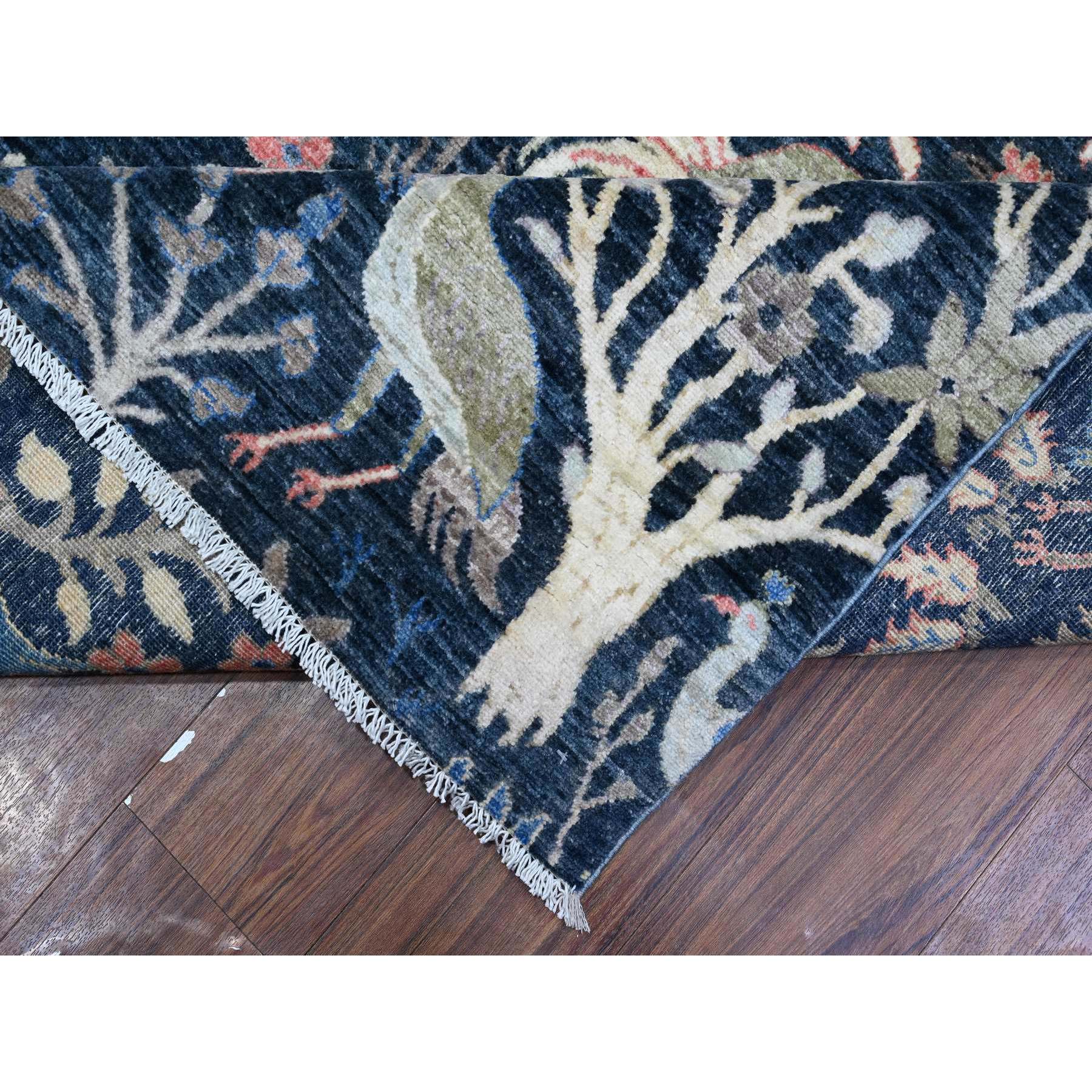 10'x13'7" Yankees Blue, Afghan Peshawar with Birds of Paradise Design, Abrash, Vegetable Dyes, Pure Wool, Hand Knotted, Oriental Rug HR88767 - Image 7