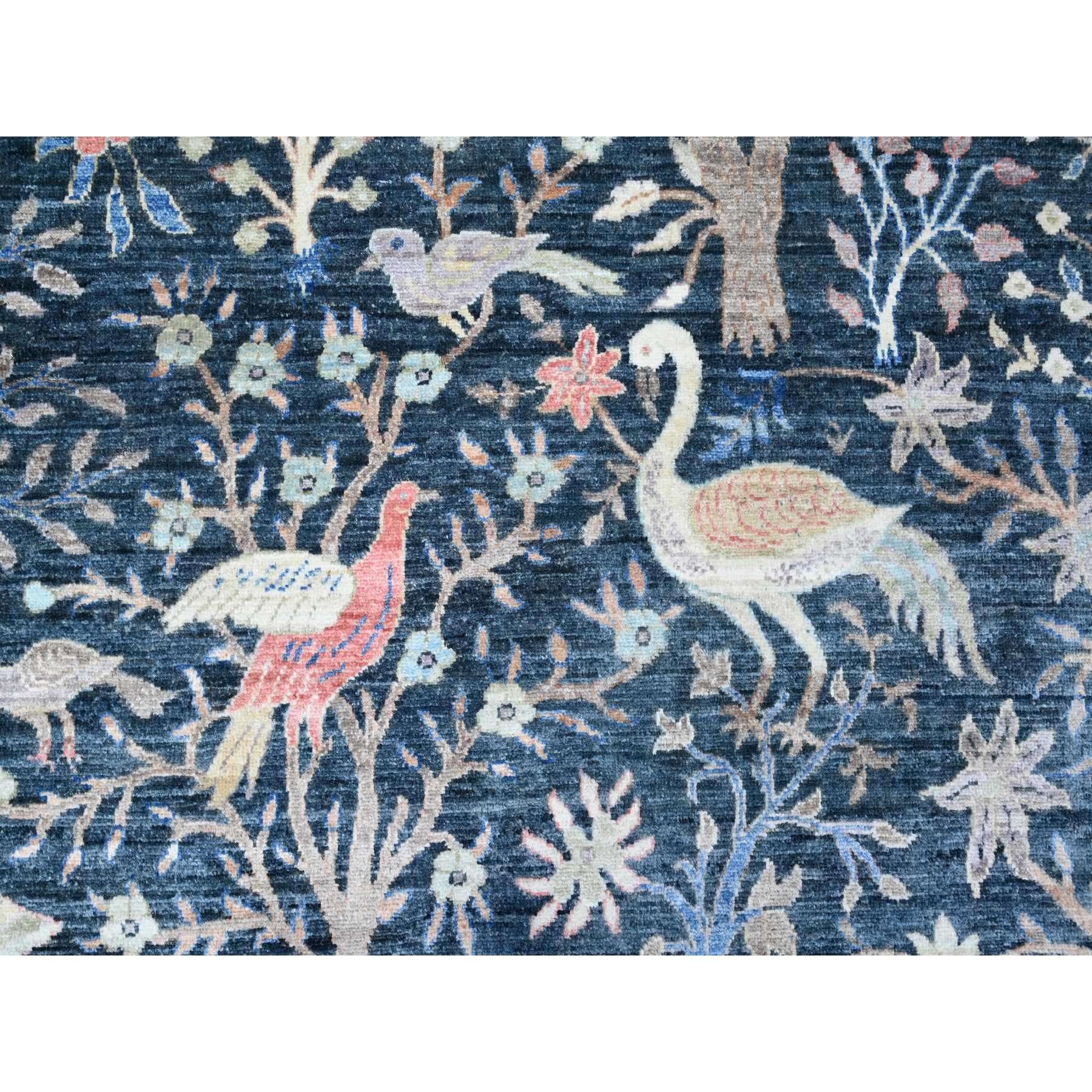 10'x13'7" Yankees Blue, Afghan Peshawar with Birds of Paradise Design, Abrash, Vegetable Dyes, Pure Wool, Hand Knotted, Oriental Rug HR88767 - Image 9