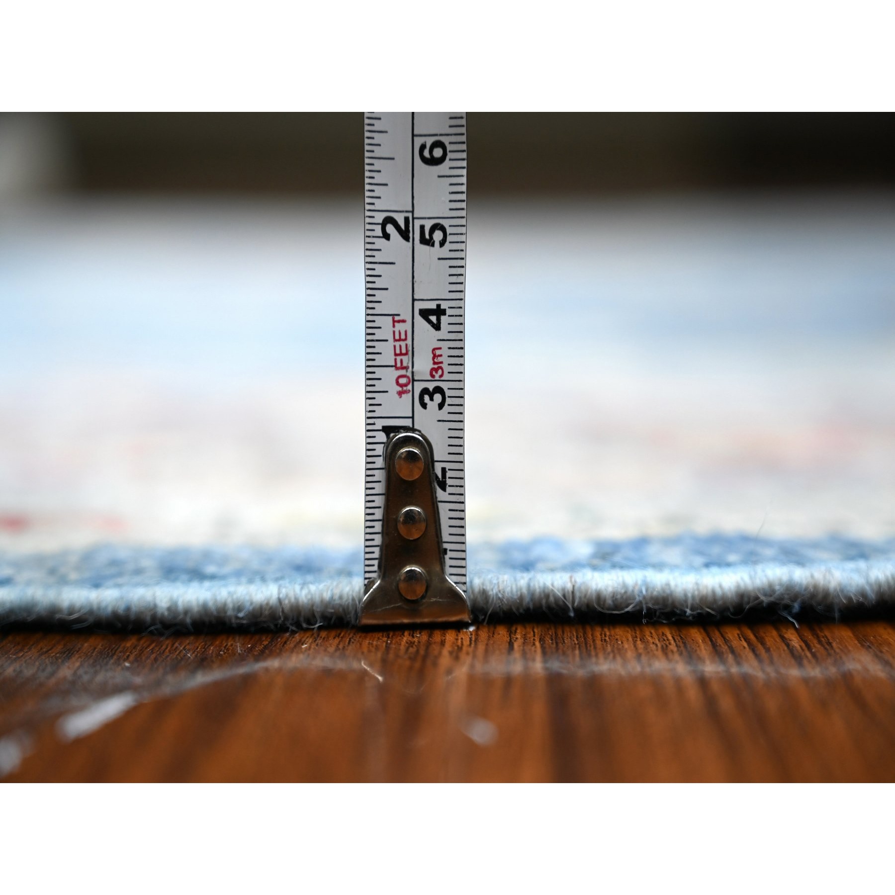 5'9"x8'10" Lapis Blue, Village Medallions Design, Wool Weft, Afghan Vegetable Dyes, Angora Oushak, Hand Knotted, Oriental Rug HR88799 - Image 5