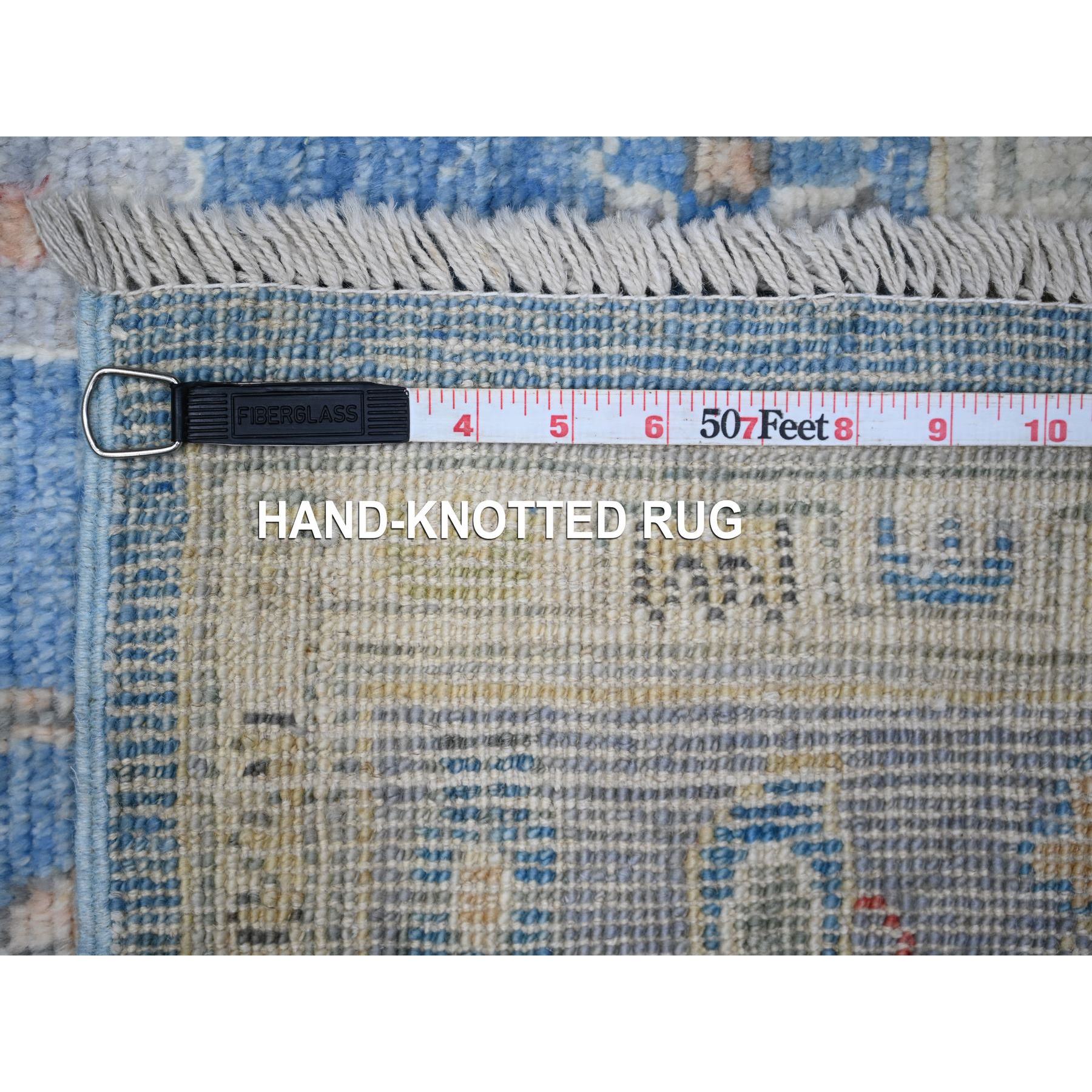 5'9"x8'10" Lapis Blue, Village Medallions Design, Wool Weft, Afghan Vegetable Dyes, Angora Oushak, Hand Knotted, Oriental Rug HR88799 - Image 6