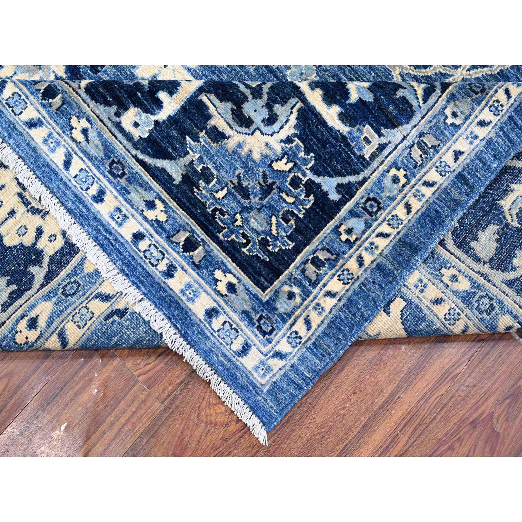 8'1"x9'8" Azure Blue, All Natural Wool, Mahal Design All Over, Hand Knotted, Natural Dyes, Oriental Dyes HR88846 - Image 7
