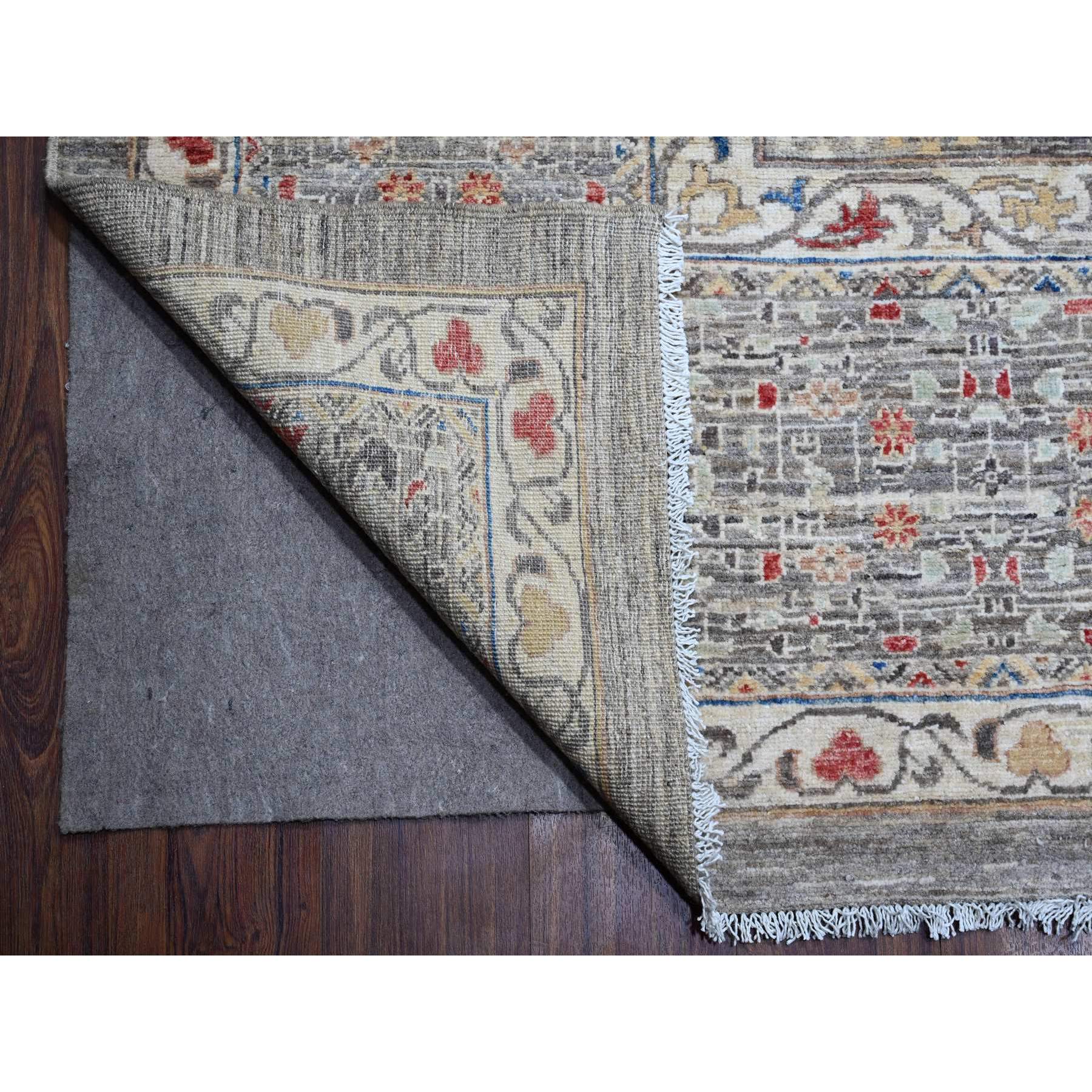 12'3"x15'5" Laid Back Gray, Vegetable Dyes, Organic Wool, Mamluk Design Pre Historic 14th Century Influence, Hand Knotted, Oversized Oriental Rug HR88870 - Image 5