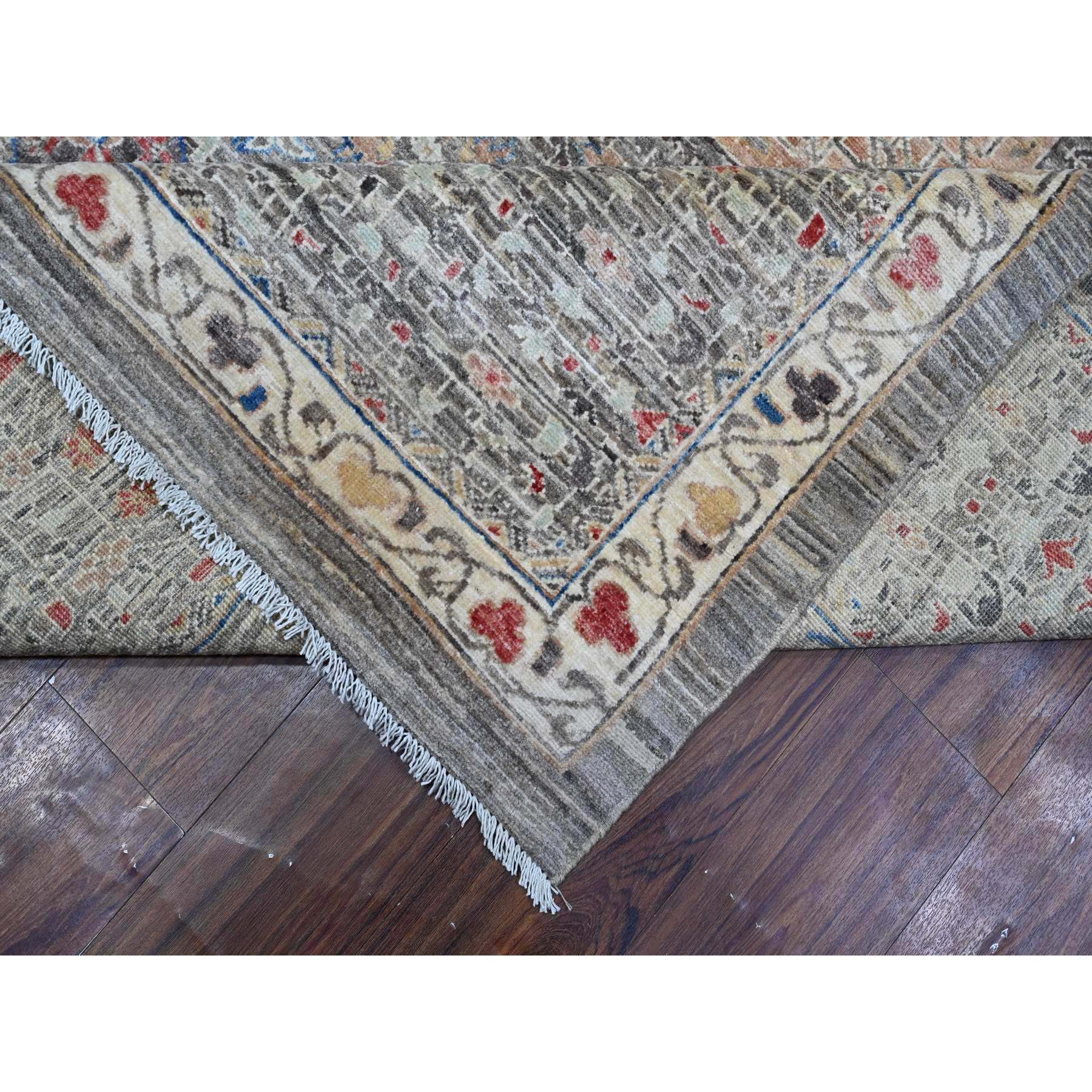 12'3"x15'5" Laid Back Gray, Vegetable Dyes, Organic Wool, Mamluk Design Pre Historic 14th Century Influence, Hand Knotted, Oversized Oriental Rug HR88870 - Image 7