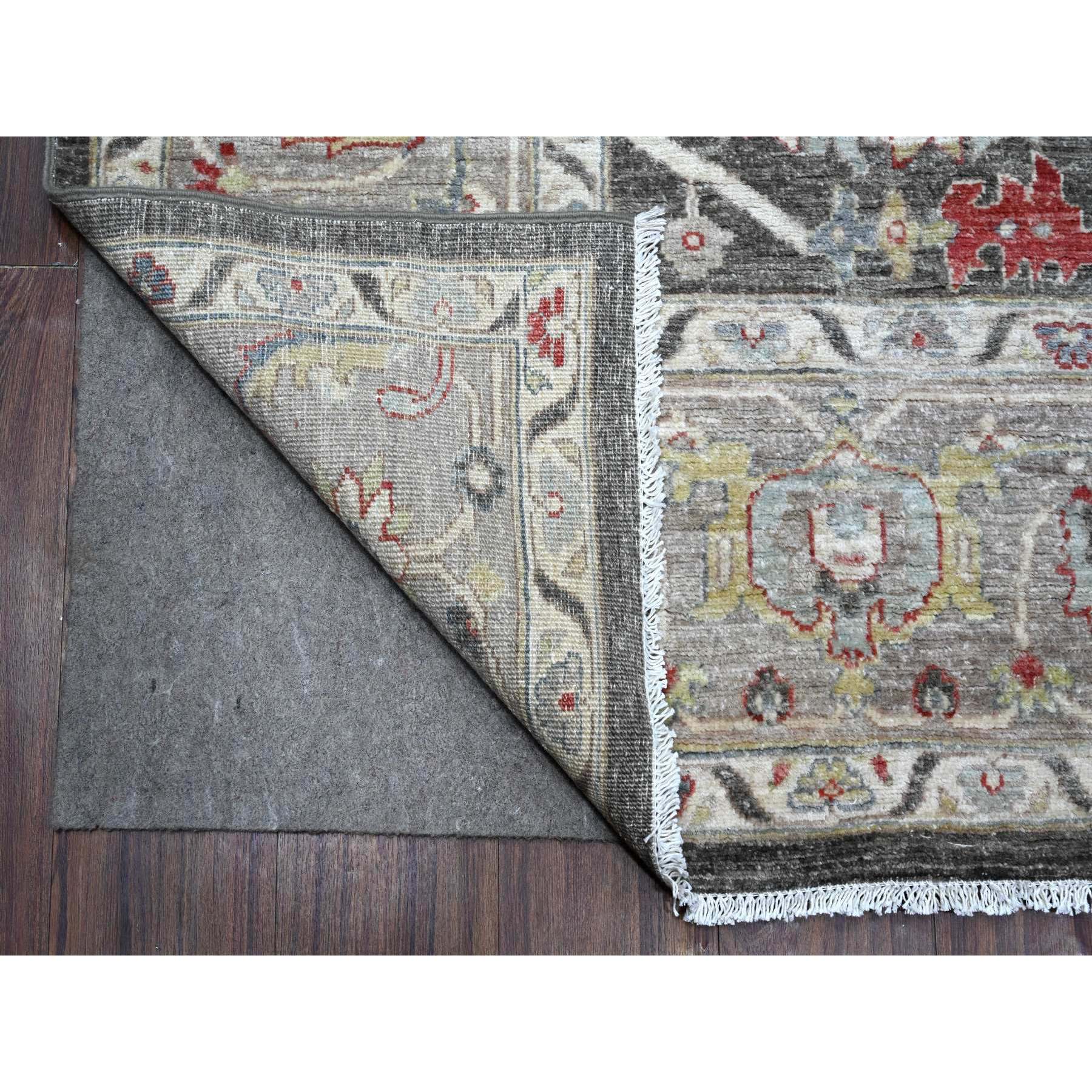 8'x9'7" Abbey Black, Hand Knotted, Velvety Wool, Fine Aryana Heriz All Over Design, Vegetable Dyes, Peshawar Oriental Rug HR88873 - Image 5
