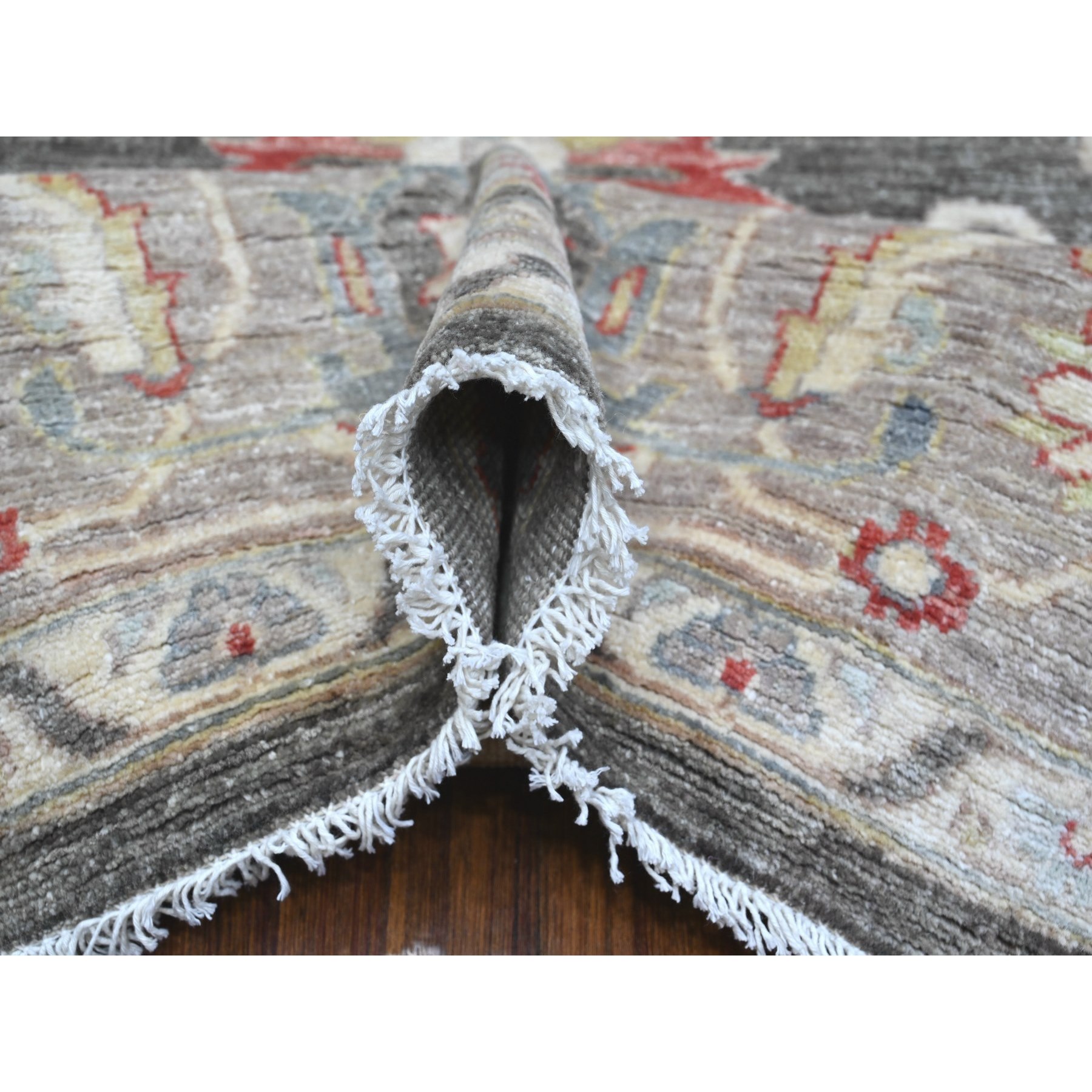 8'x9'7" Abbey Black, Hand Knotted, Velvety Wool, Fine Aryana Heriz All Over Design, Vegetable Dyes, Peshawar Oriental Rug HR88873 - Image 6