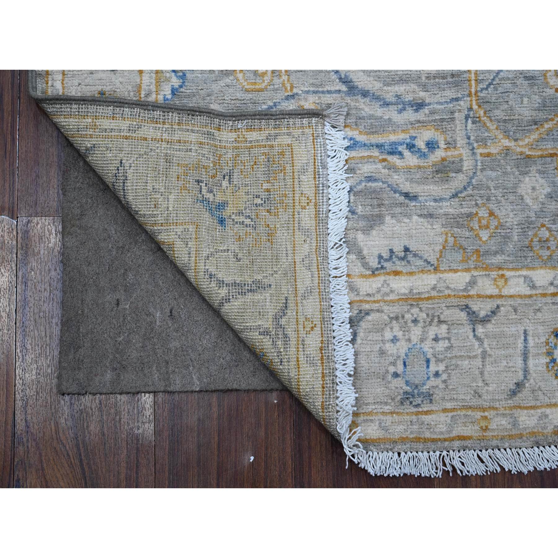 2'8"x7'10" Pail Gray, Afghan Peshawar All Over Design, Densely Woven, Natural Dyes, Hand Knotted Extra Soft Wool, Runner Oriental Rug HR88898 - Image 2