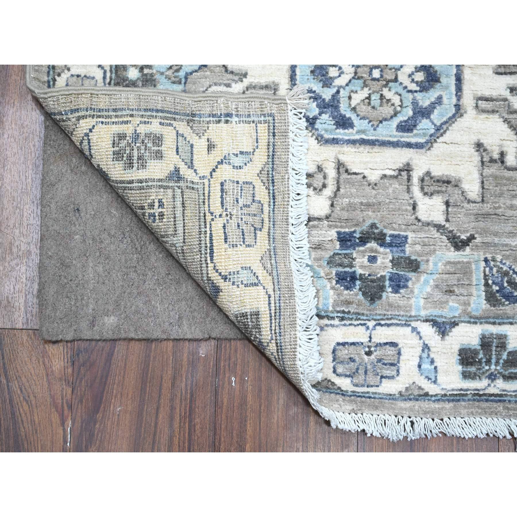 2'5"x10'8" Repose Gray, Denser Weave, Karajeh Design North West Persian, Peshawar Fine Aryana Collection, Hand Knotted All Wool, Natural Dyes, Runner Oriental Rug HR88899 - Image 2