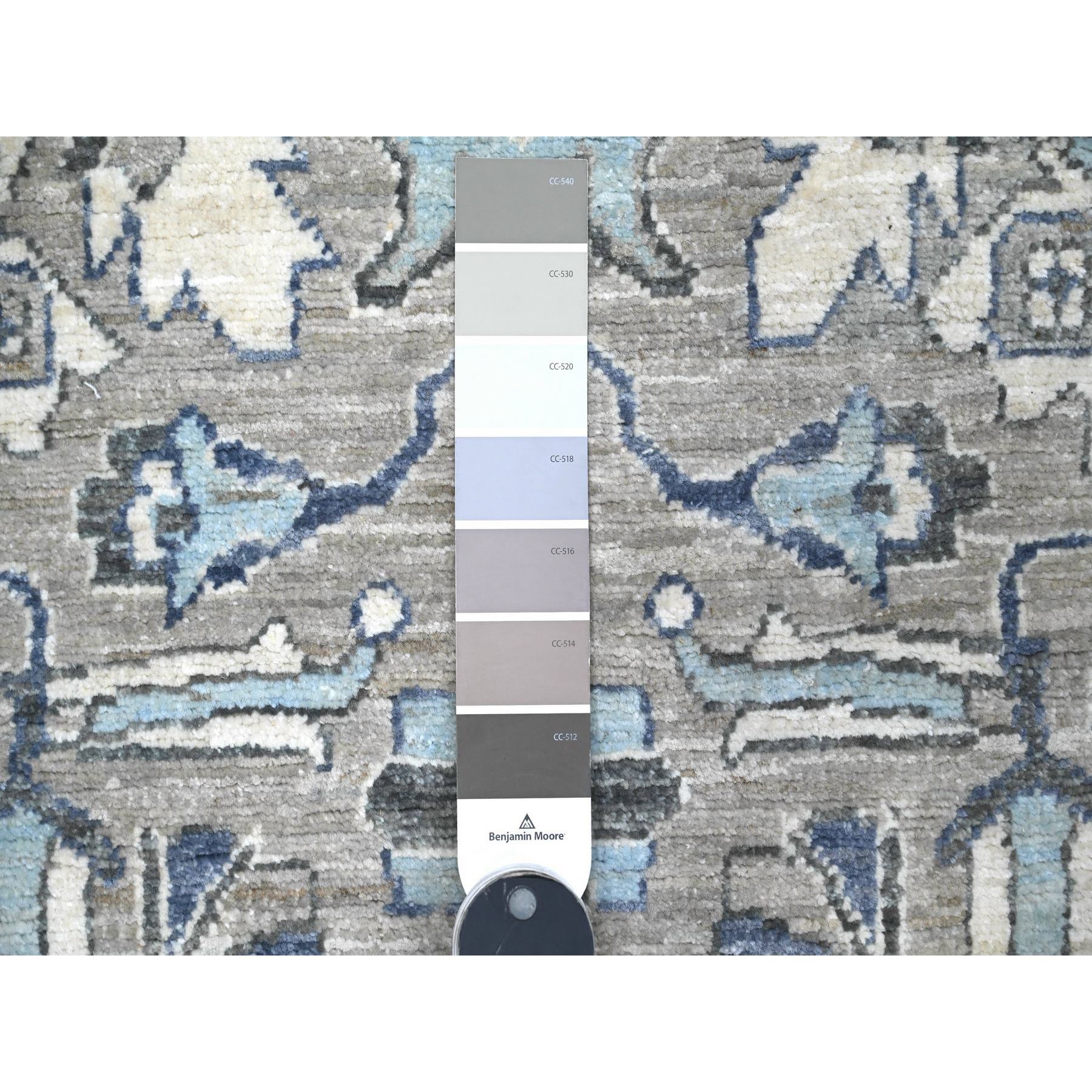 2'5"x10'8" Repose Gray, Denser Weave, Karajeh Design North West Persian, Peshawar Fine Aryana Collection, Hand Knotted All Wool, Natural Dyes, Runner Oriental Rug HR88899 - Image 3