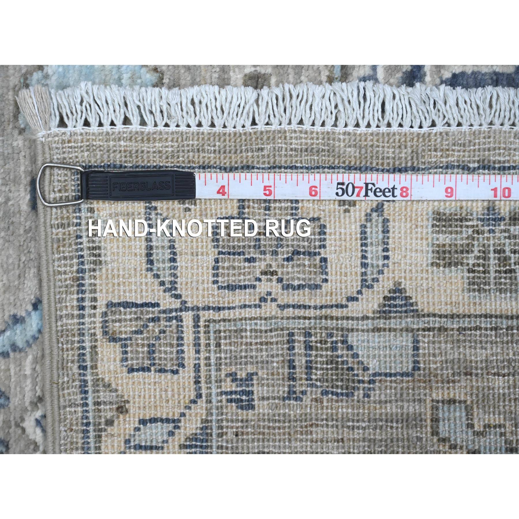 2'5"x10'8" Repose Gray, Denser Weave, Karajeh Design North West Persian, Peshawar Fine Aryana Collection, Hand Knotted All Wool, Natural Dyes, Runner Oriental Rug HR88899 - Image 6
