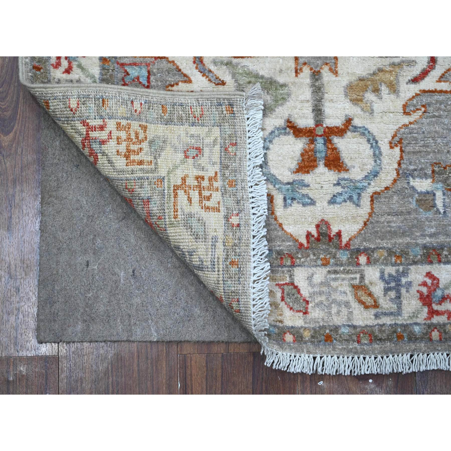 2'5"x7'8" Galactic Tint Gray, Densely Woven Fine Aryana With Ancient North West Persian Design, Hand Knotted and Velvety Wool, Vegetable Dyes, Runner Oriental Rug HR88901 - Image 2