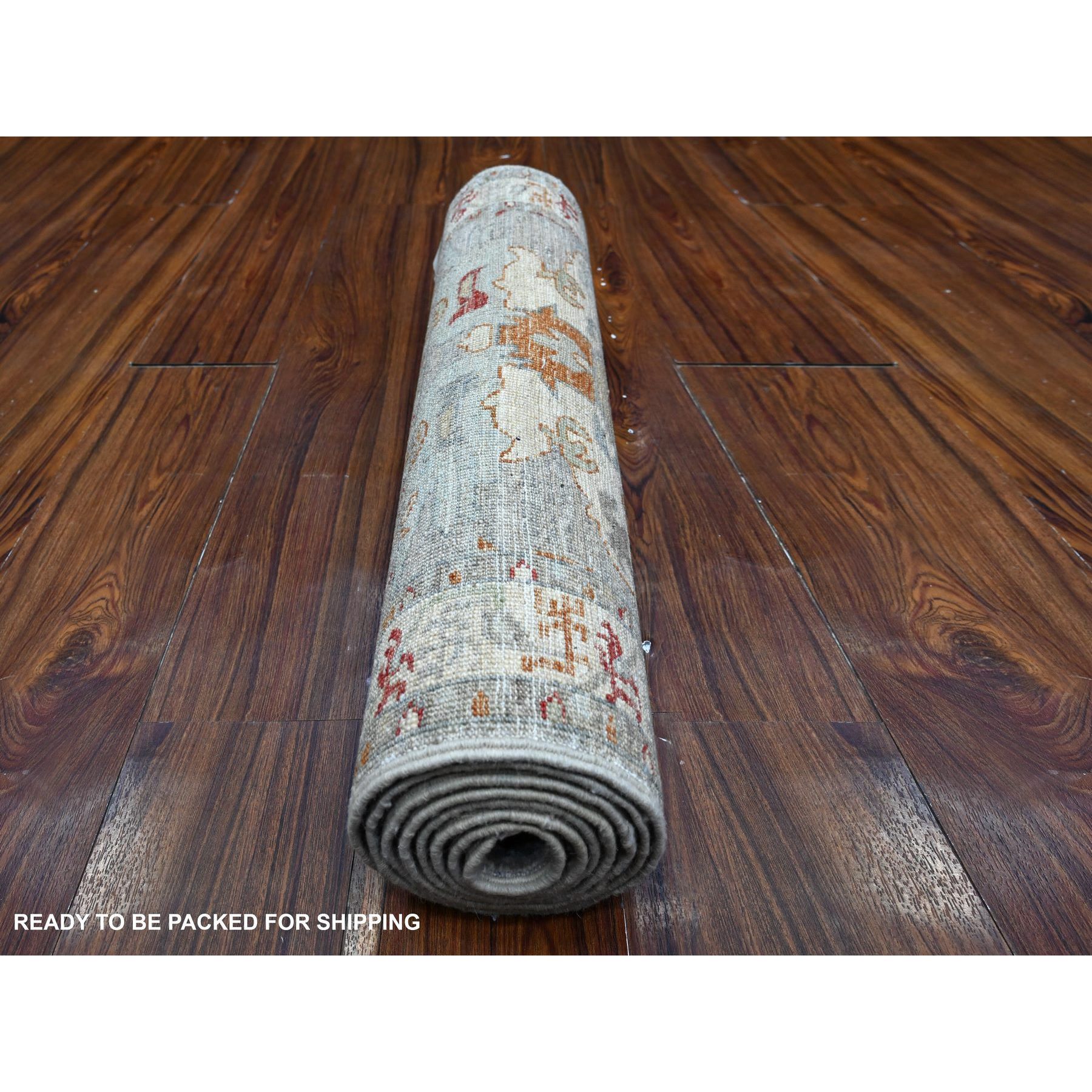 2'5"x7'8" Galactic Tint Gray, Densely Woven Fine Aryana With Ancient North West Persian Design, Hand Knotted and Velvety Wool, Vegetable Dyes, Runner Oriental Rug HR88901 - Image 4